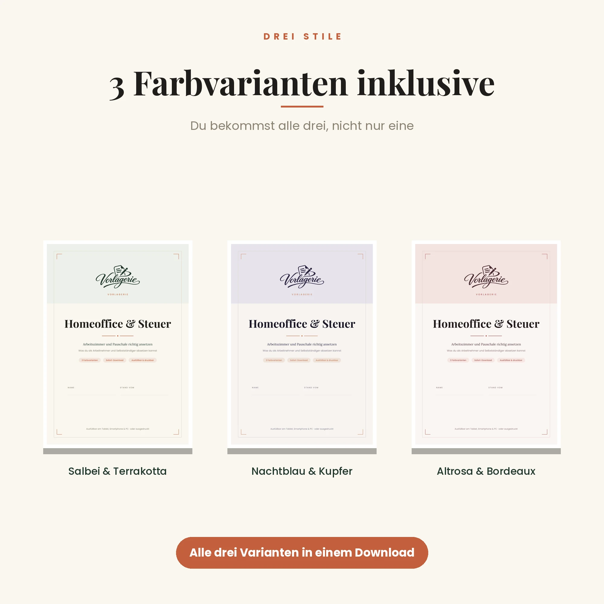 Homeoffice & Arbeitszimmer – drei Farbvarianten inklusive