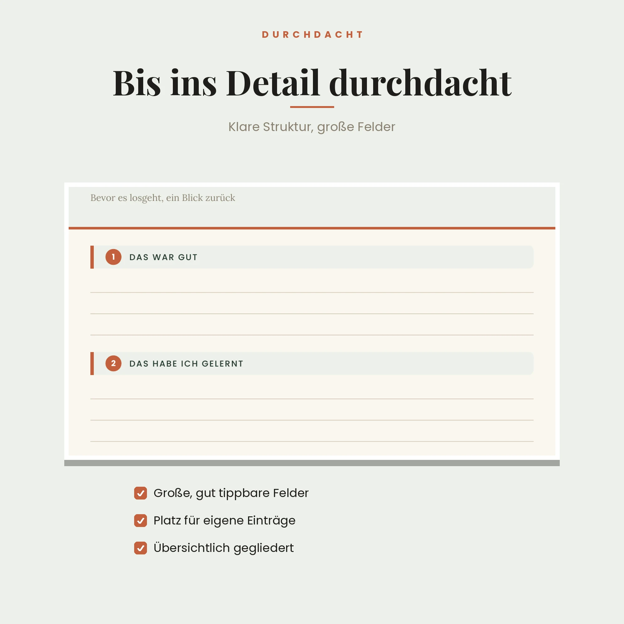 Jahresziele-Workbook – Detailansicht