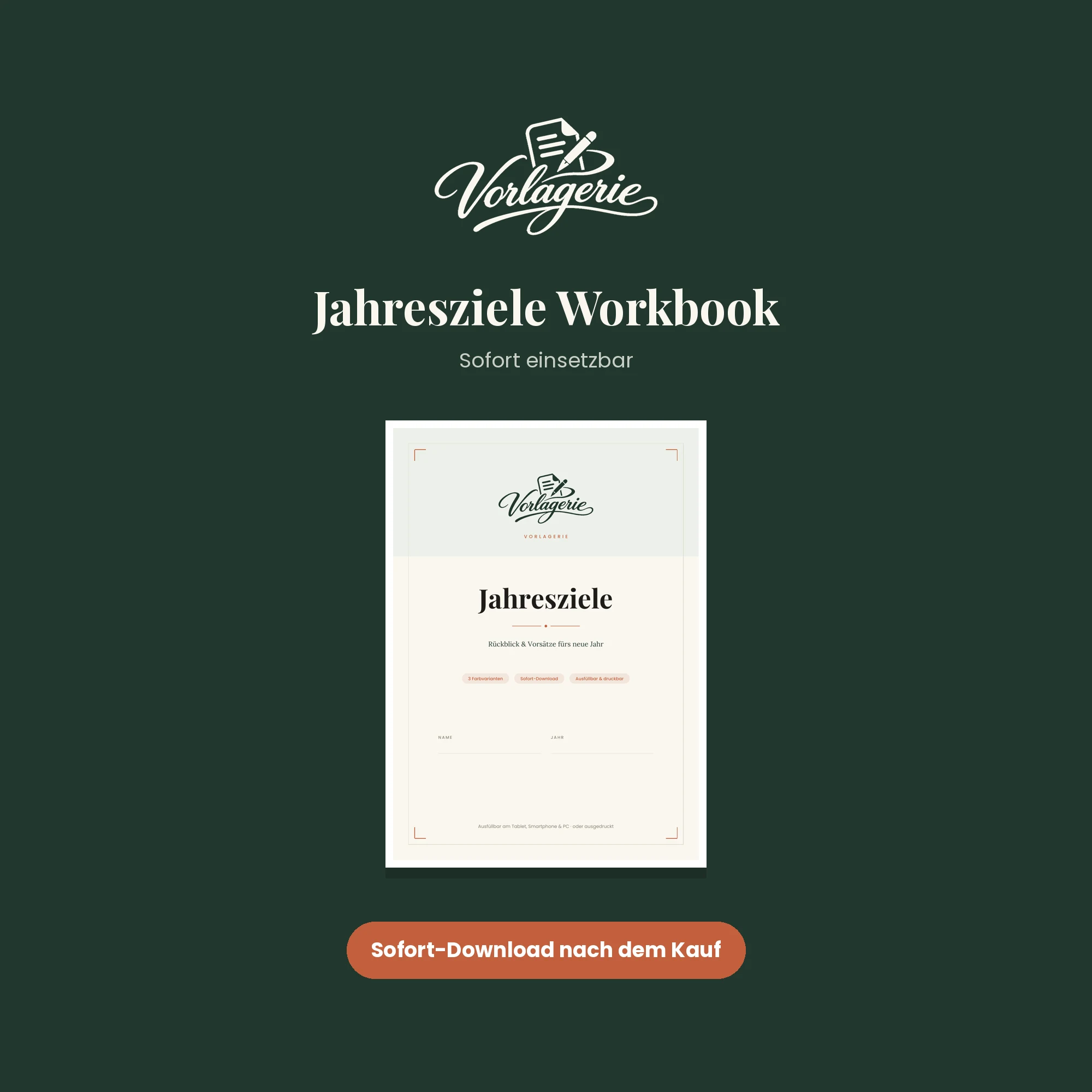 Jahresziele-Workbook – Vorlagerie