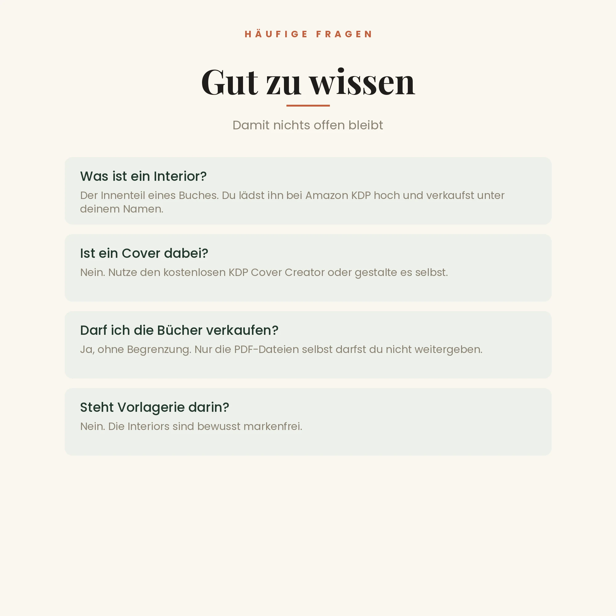 KDP-Interiors mit Weiterverkaufslizenz – häufige Fragen