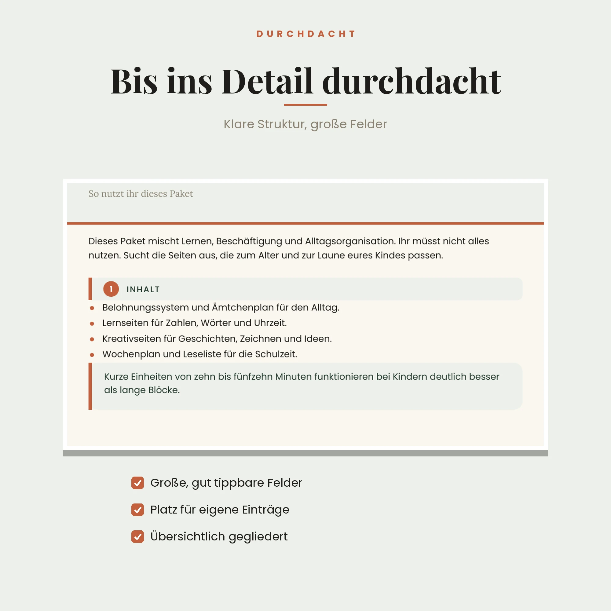Kinder-Aktivitätspaket – Detailansicht