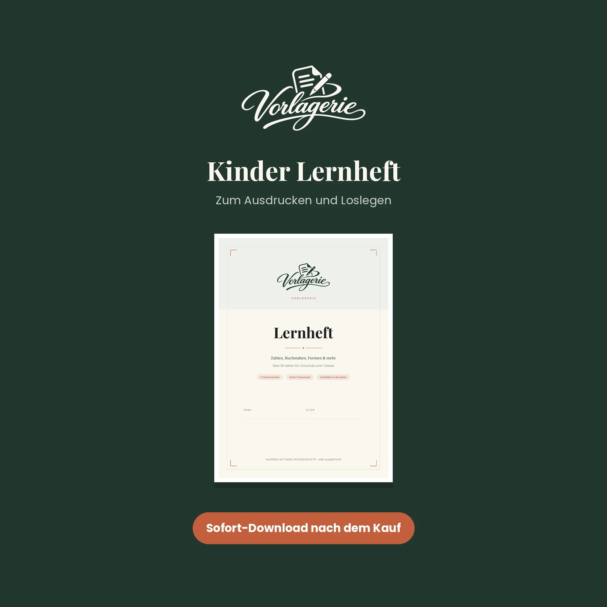 Kinder-Lernheft Zahlen & Buchstaben – Vorlagerie