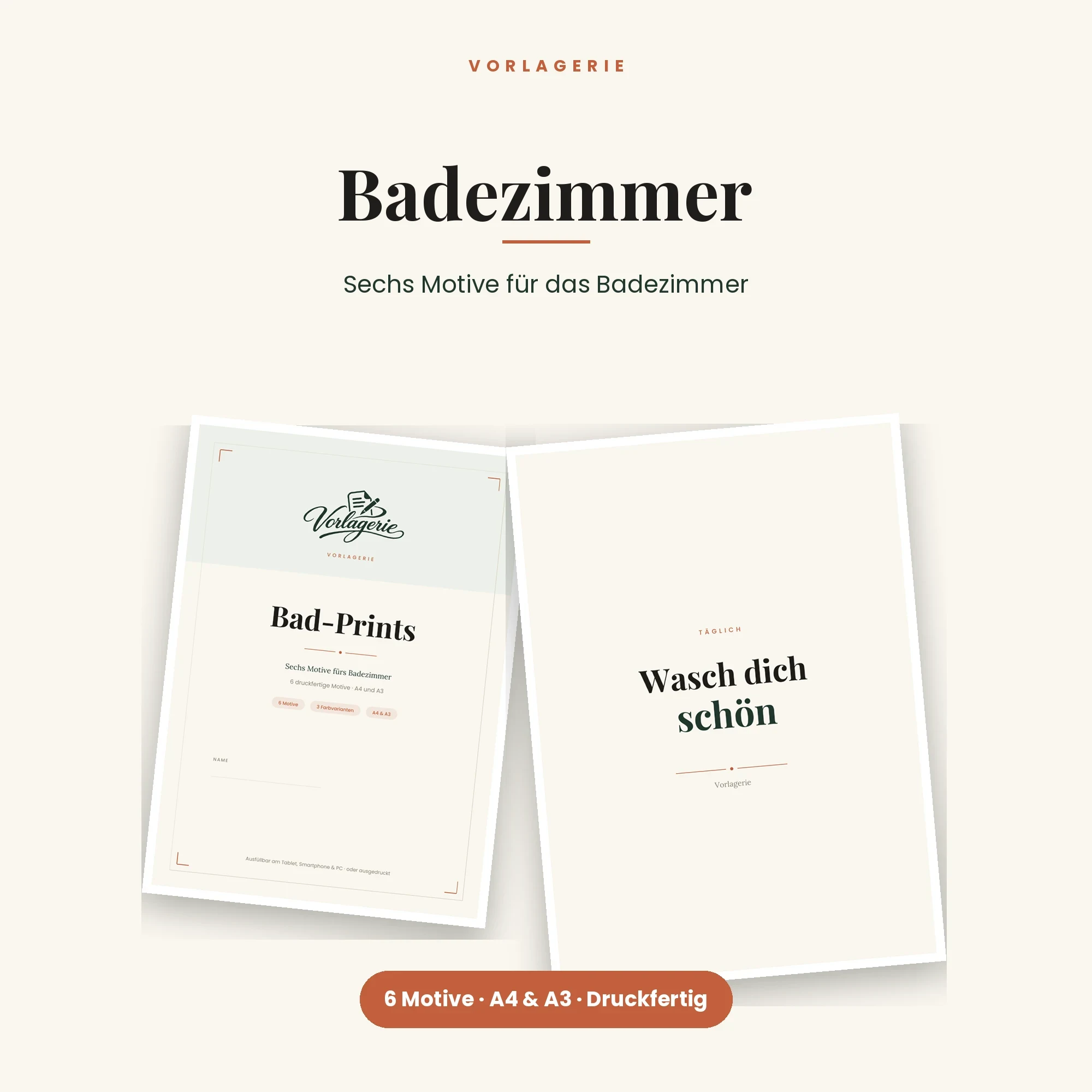 Badezimmer-Kunstdrucke, 6 Motive – Titelbild