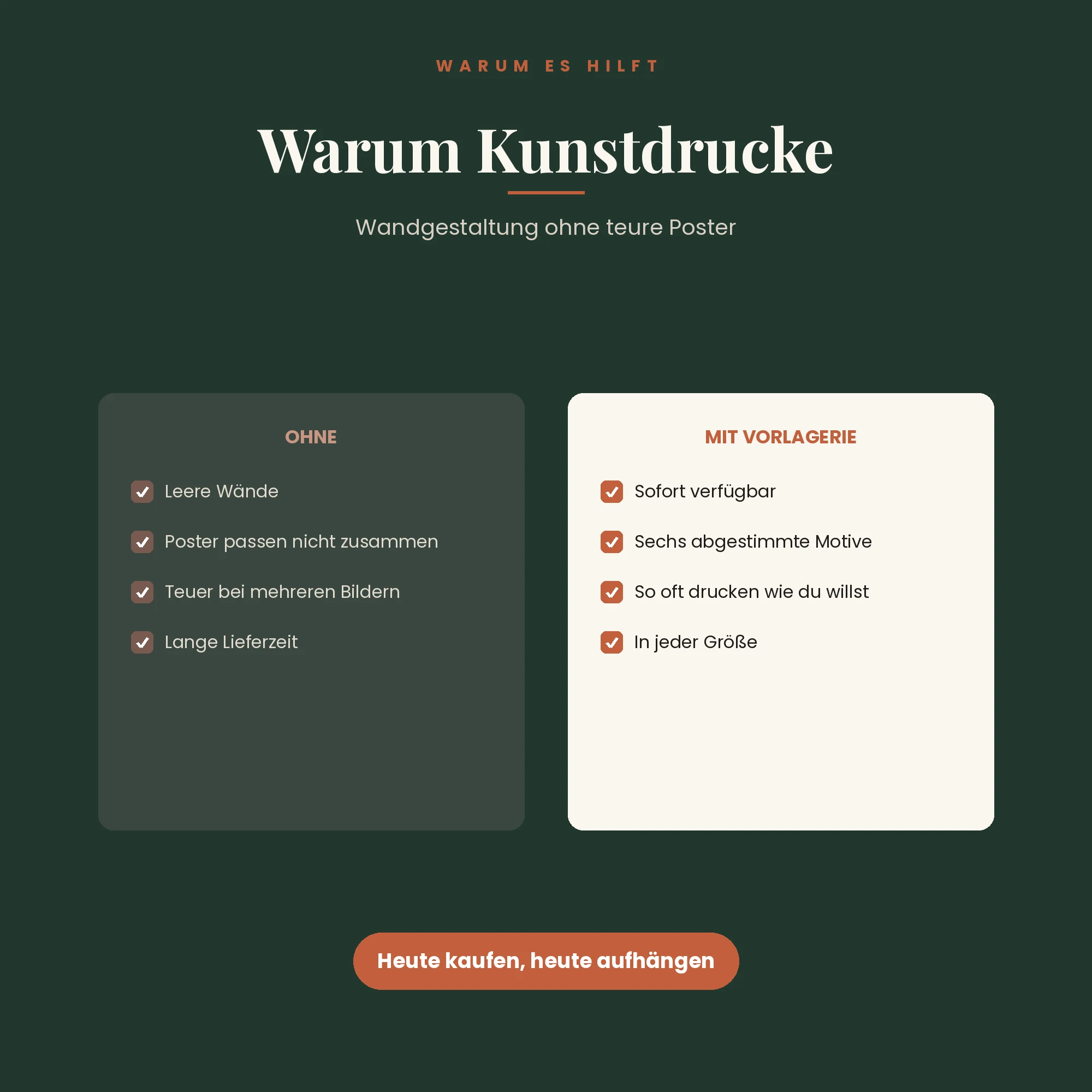 Badezimmer-Kunstdrucke, 6 Motive – der Unterschied