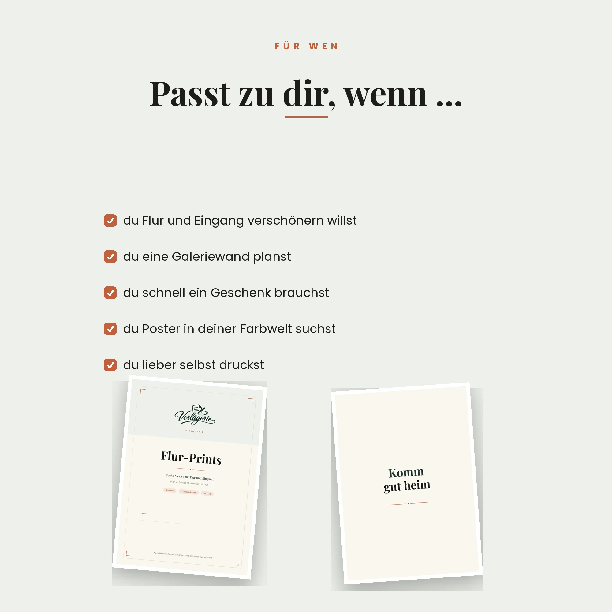 Flur-Kunstdrucke, 6 Motive – für wen es passt