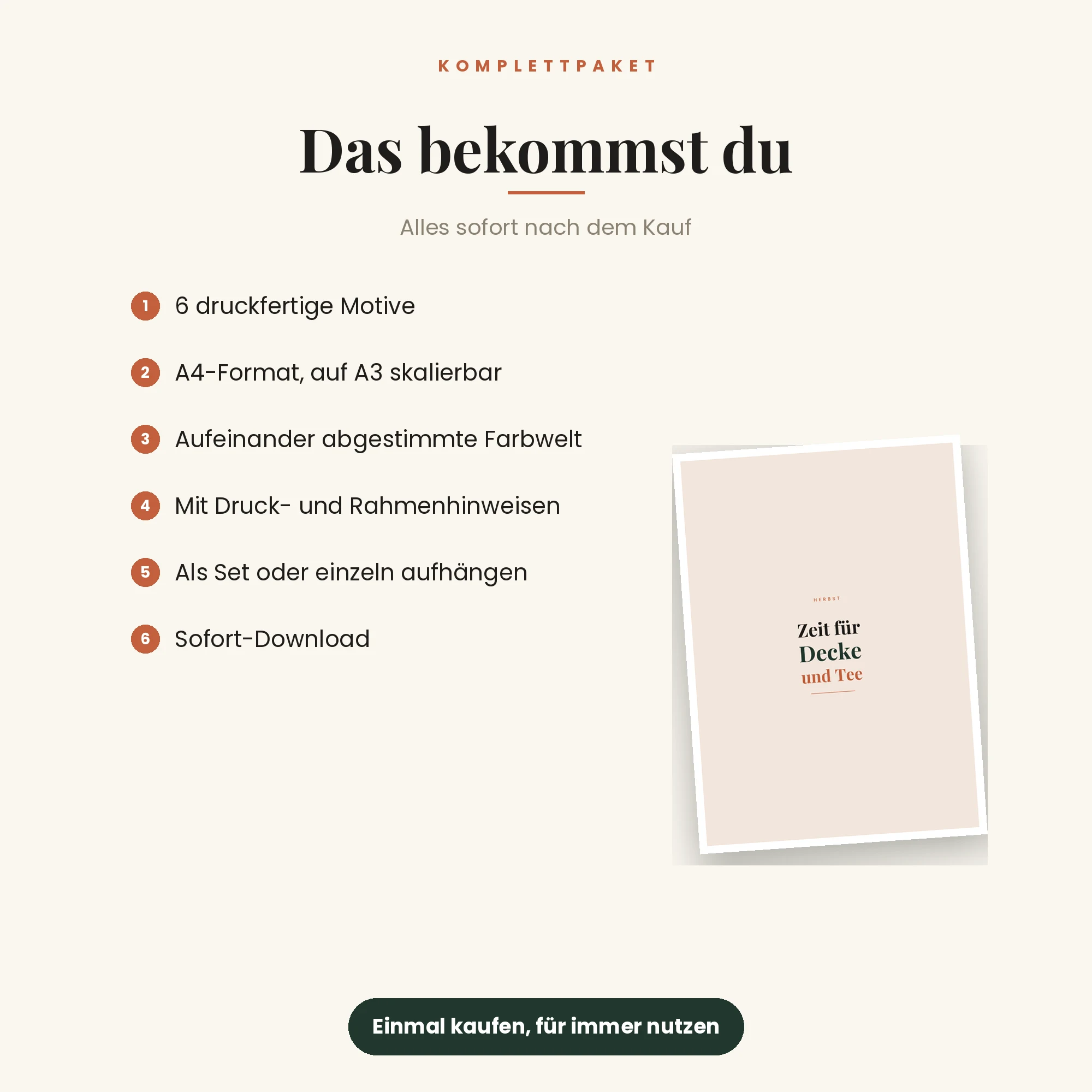 Jahreszeiten-Kunstdrucke, 6 Motive – das ist enthalten