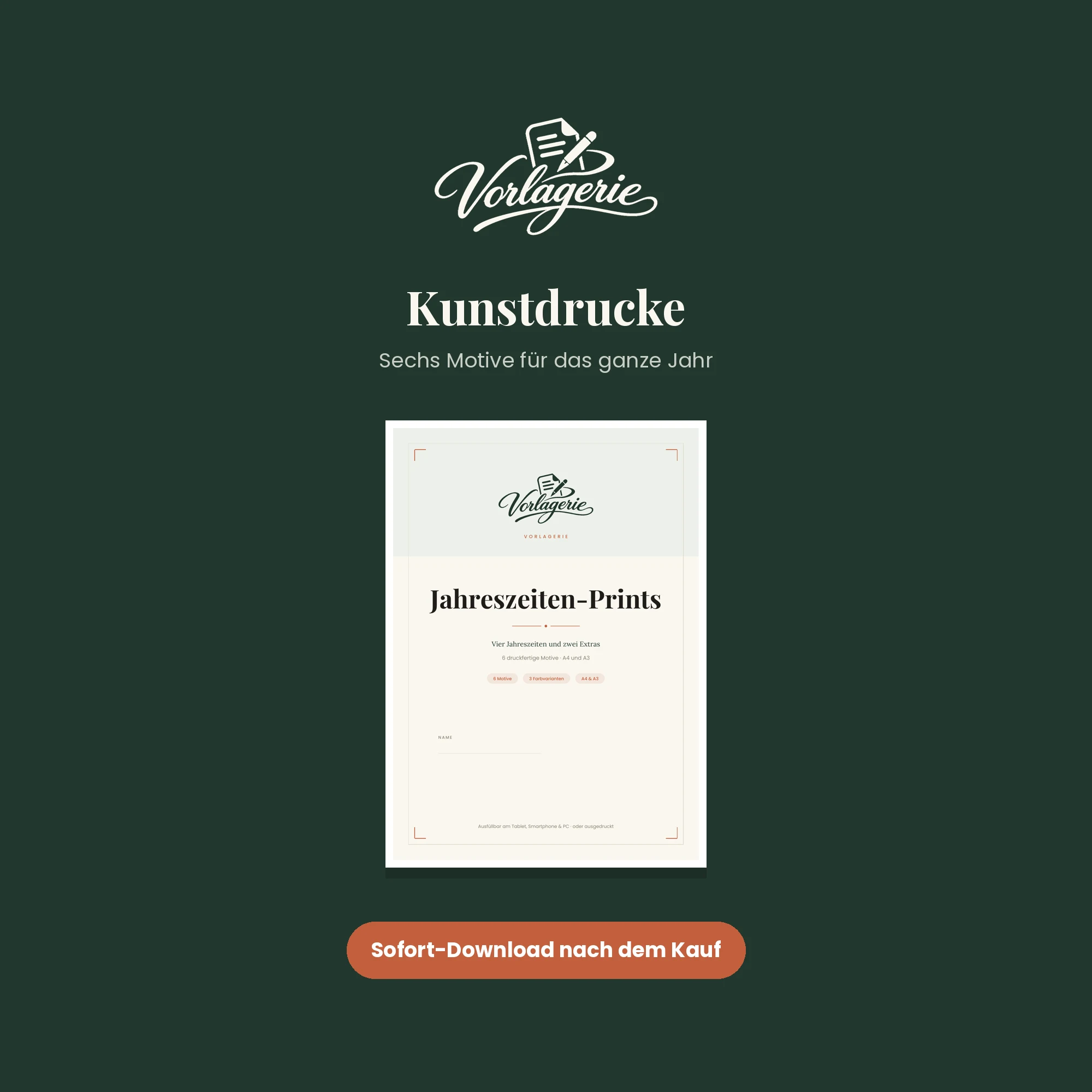 Jahreszeiten-Kunstdrucke, 6 Motive – Vorlagerie