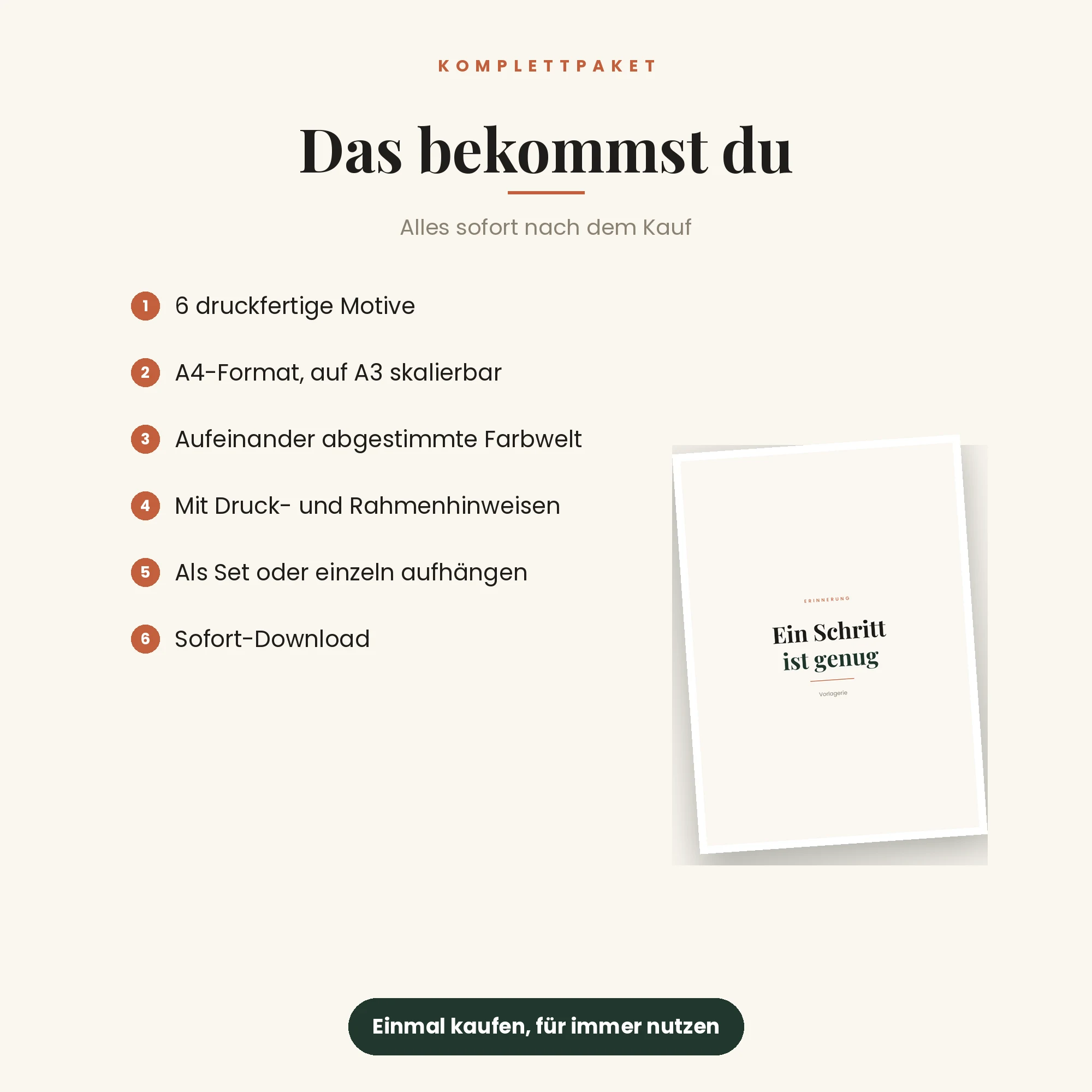 Motivations-Kunstdrucke, 6 Motive – das ist enthalten