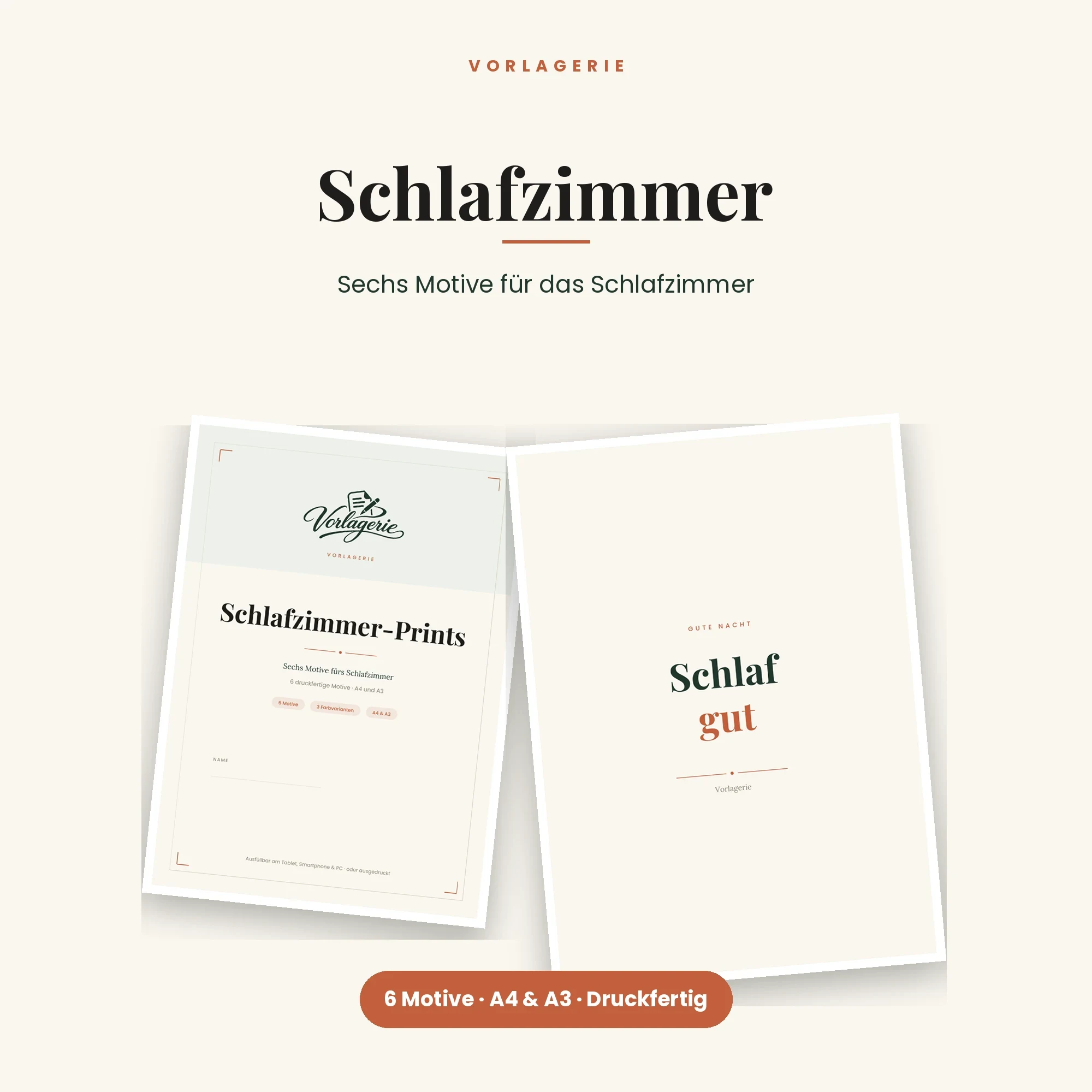 Schlafzimmer-Kunstdrucke, 6 Motive – Titelbild