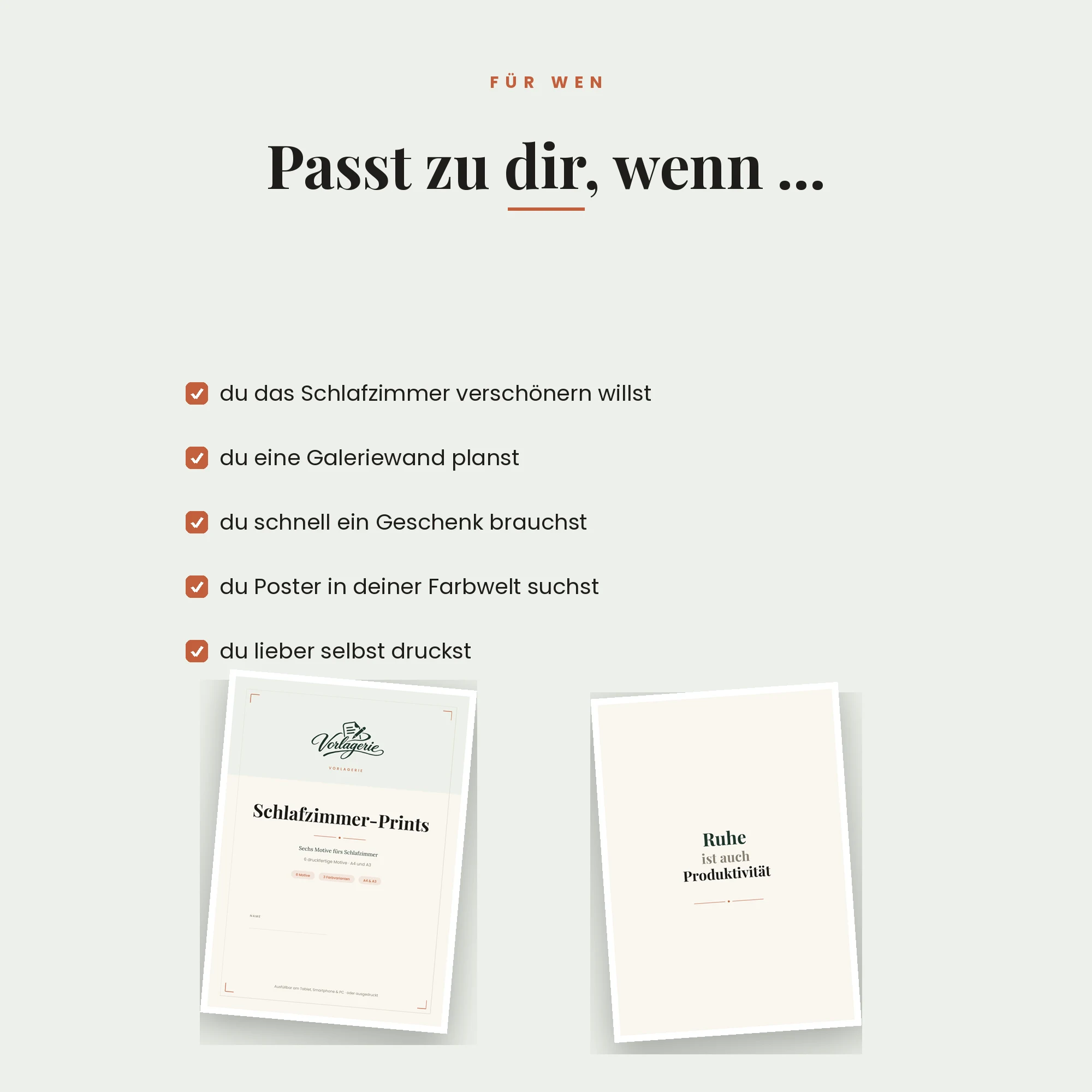 Schlafzimmer-Kunstdrucke, 6 Motive – für wen es passt