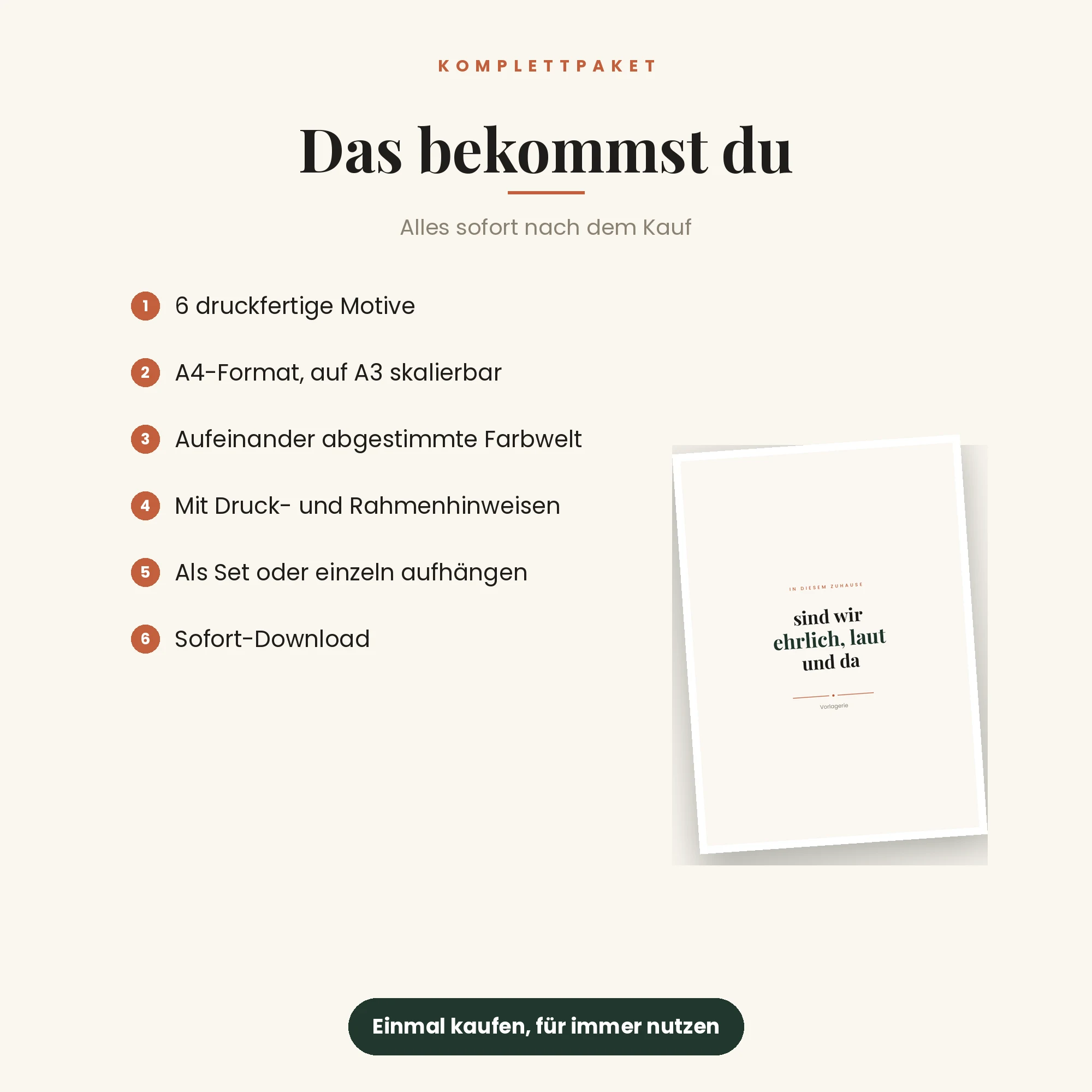 Zuhause-Kunstdrucke, 6 Motive – das ist enthalten