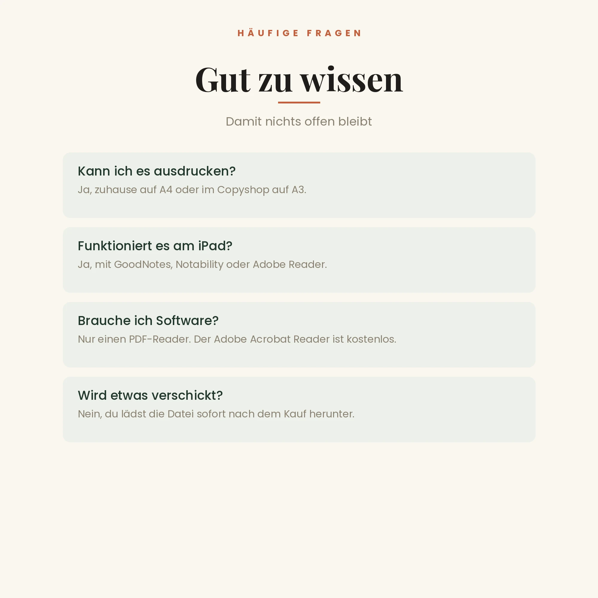 Zuhause-Kunstdrucke, 6 Motive – häufige Fragen
