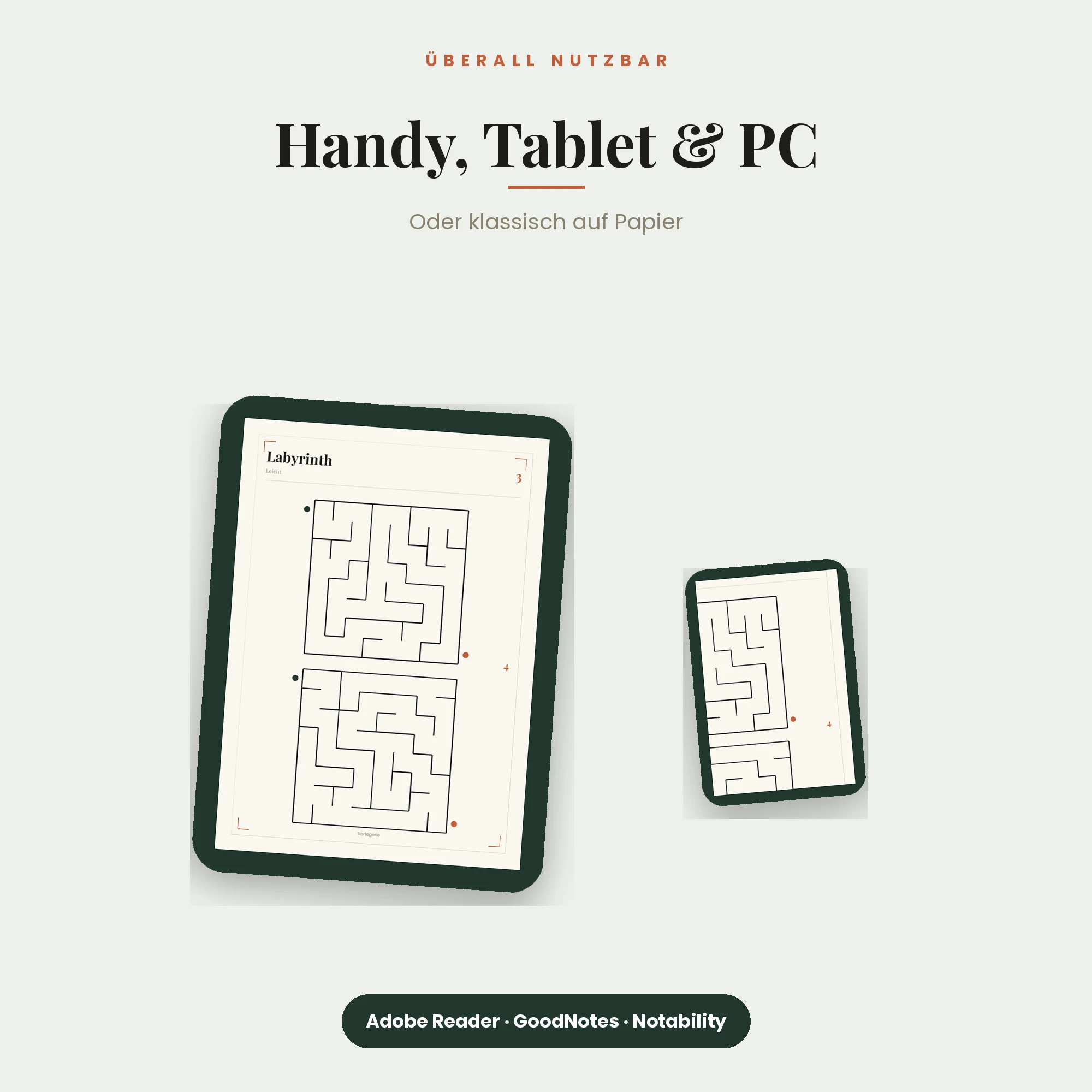 Labyrinth-Heft – auf Smartphone, Tablet und PC
