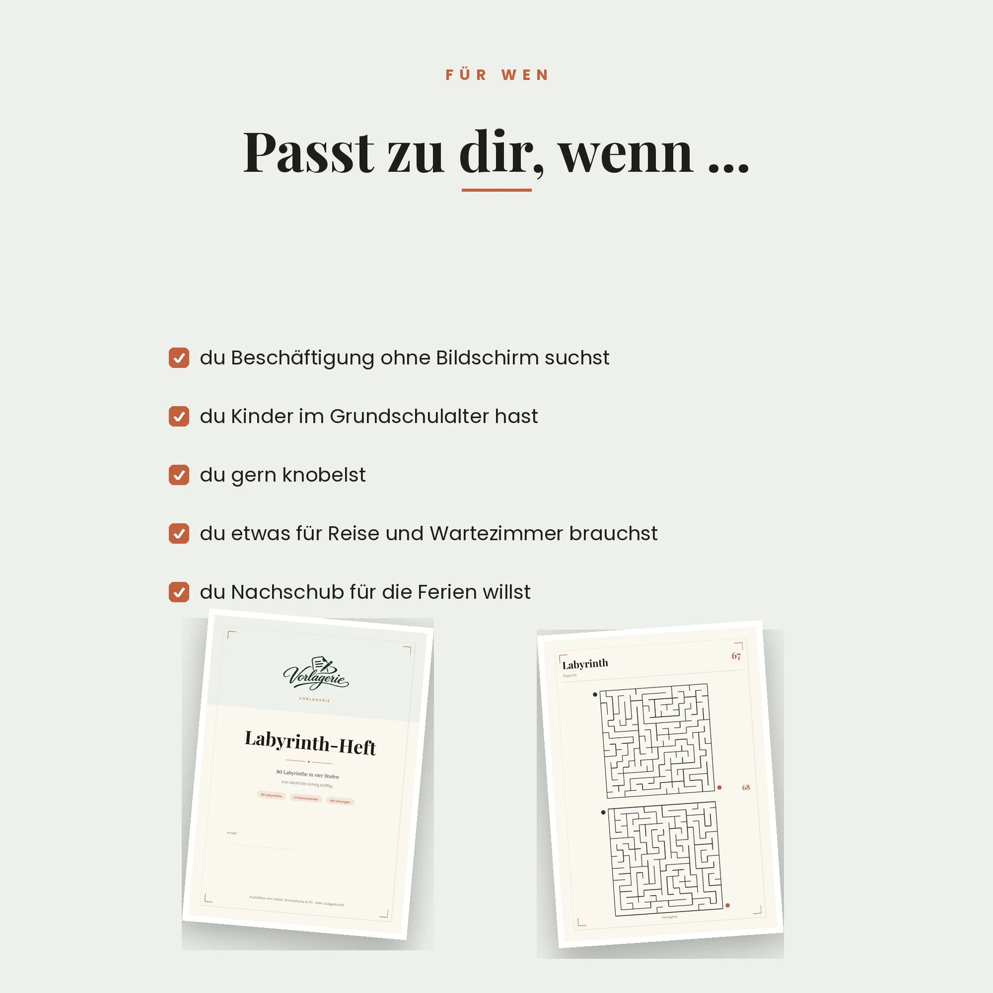 Labyrinth-Heft – für wen es passt