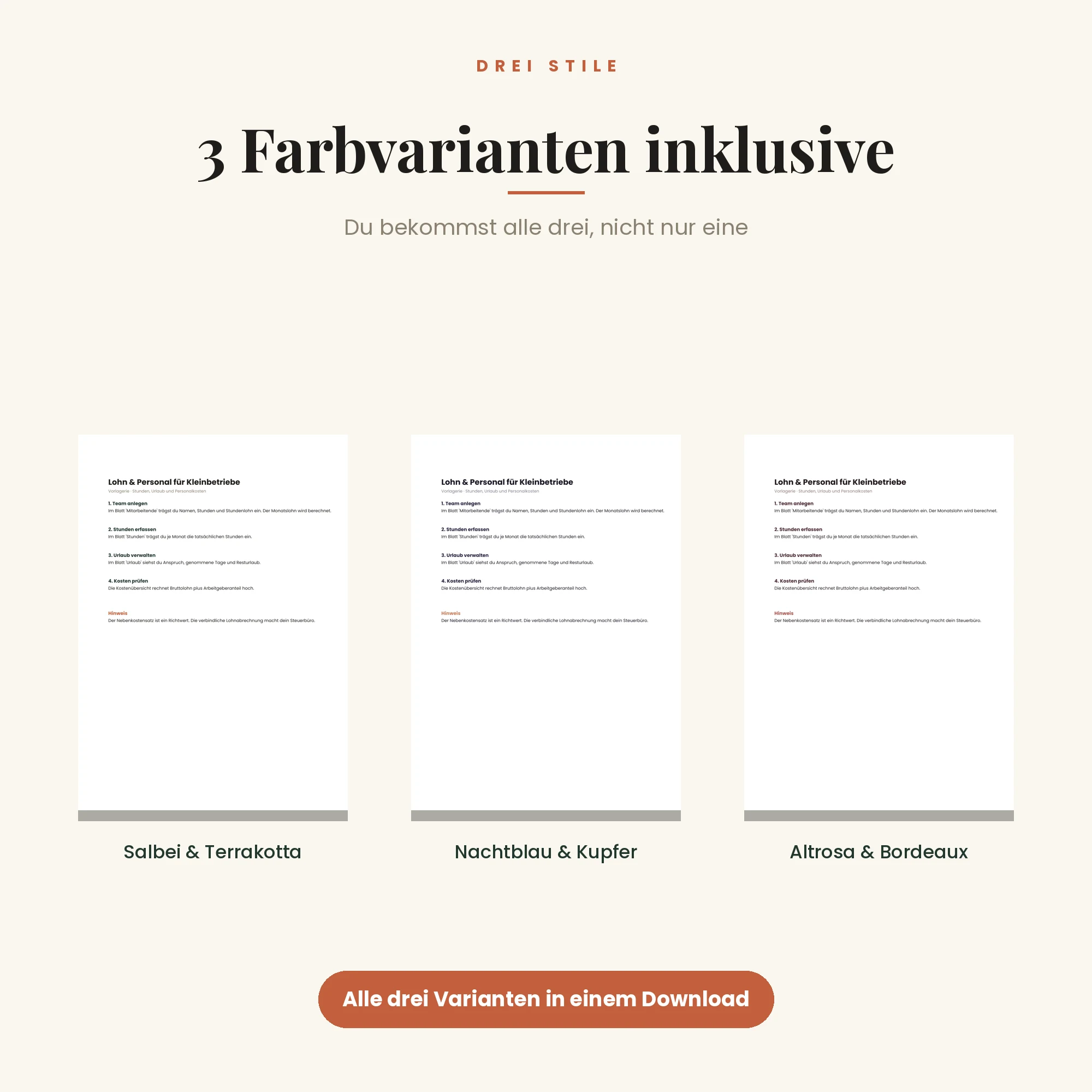 Lohn & Personal für Kleinbetriebe – drei Farbvarianten inklusive