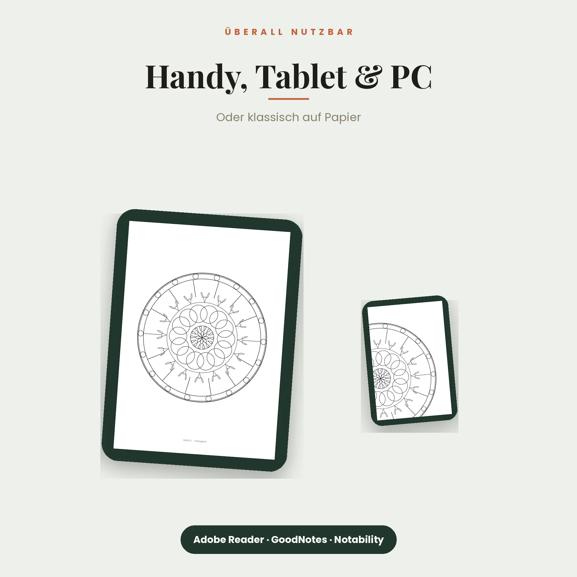 Mandala-Malbuch Band 2 – auf Smartphone, Tablet und PC