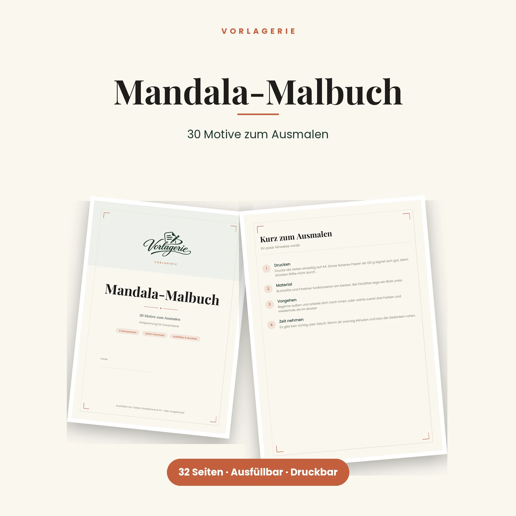 Mandala-Malbuch mit 30 Motiven – Titelbild