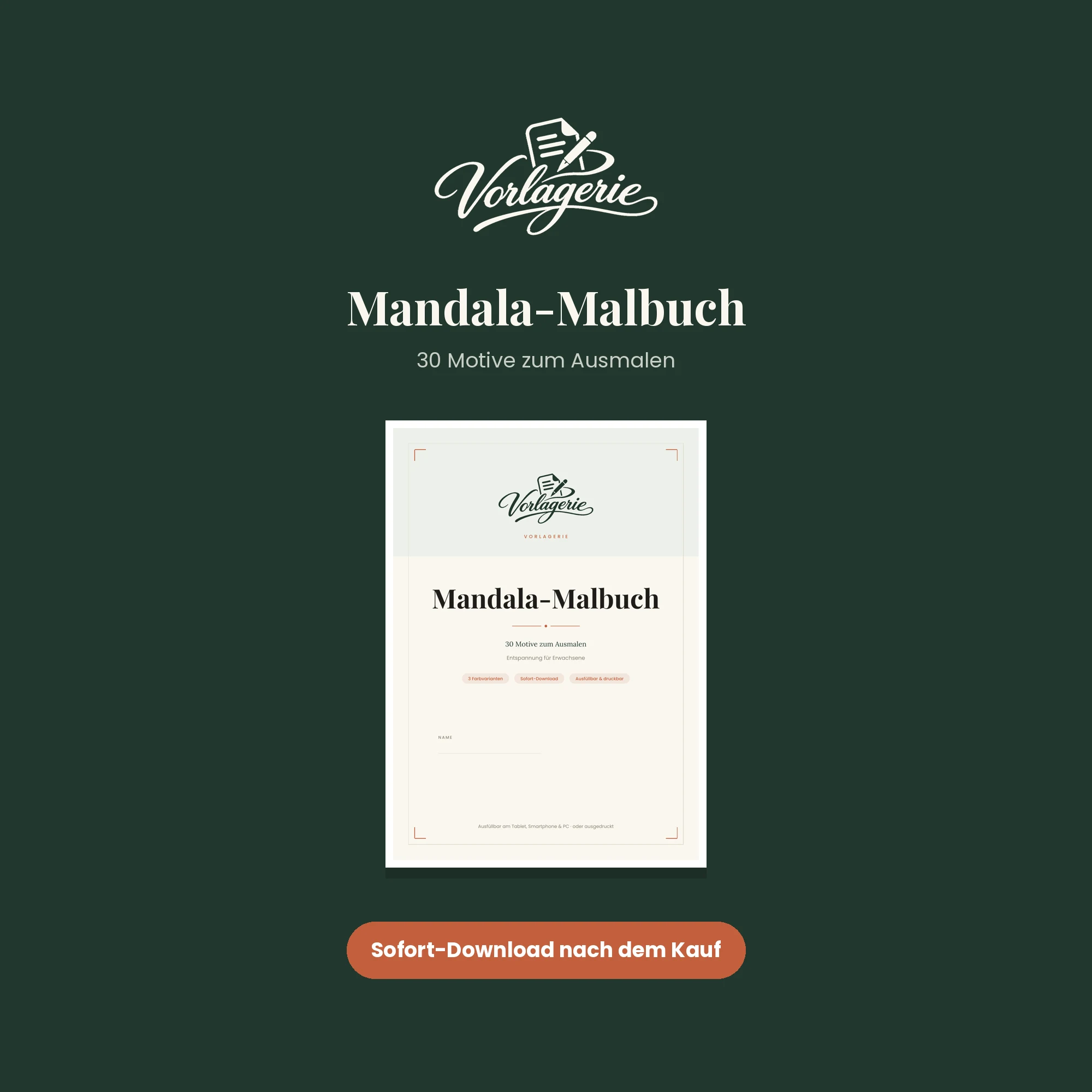 Mandala-Malbuch mit 30 Motiven – Vorlagerie