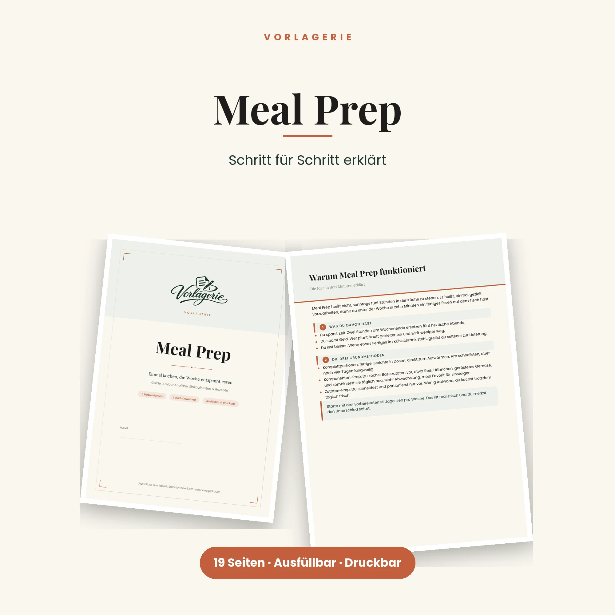 Meal-Prep-Guide mit 4 Wochenplänen – Titelbild