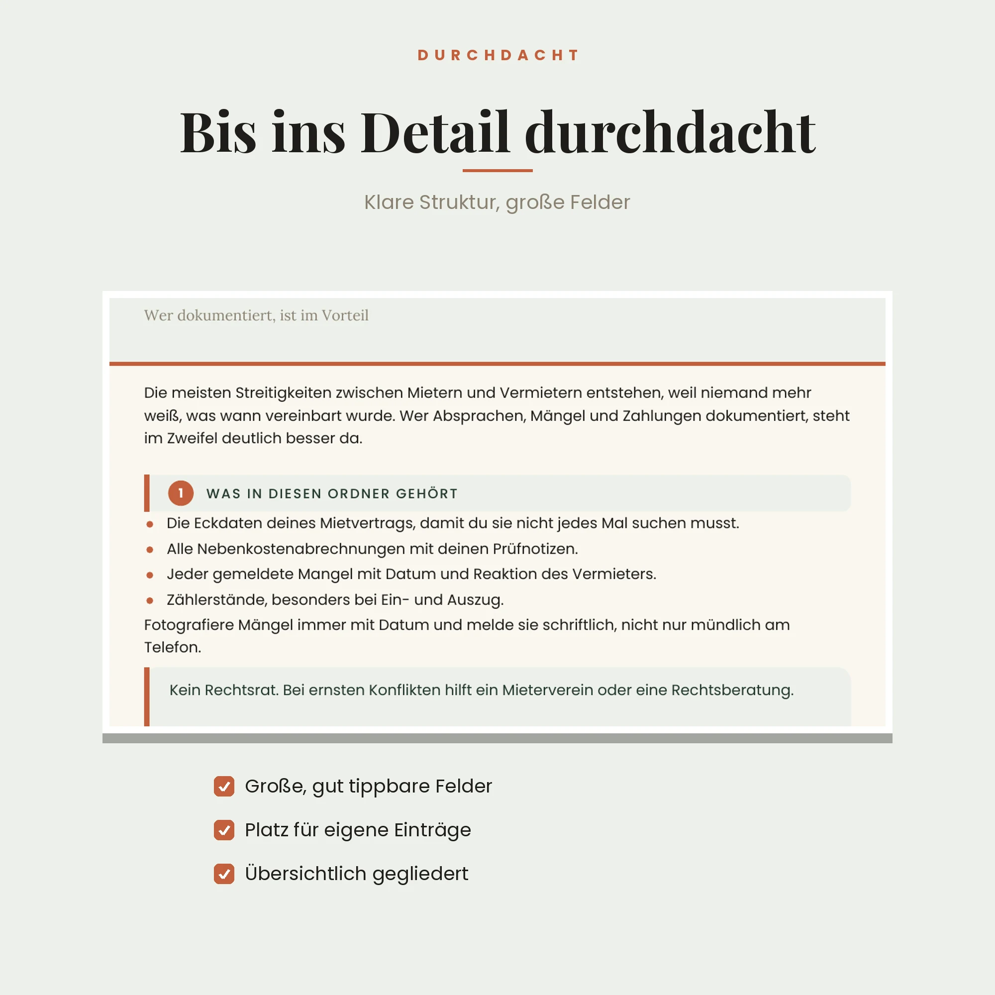 Mieterordner Komplett – Detailansicht
