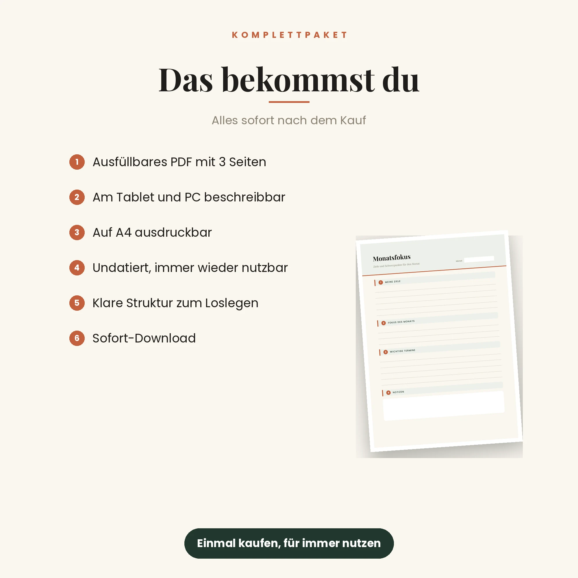 Monatsplaner – das ist enthalten