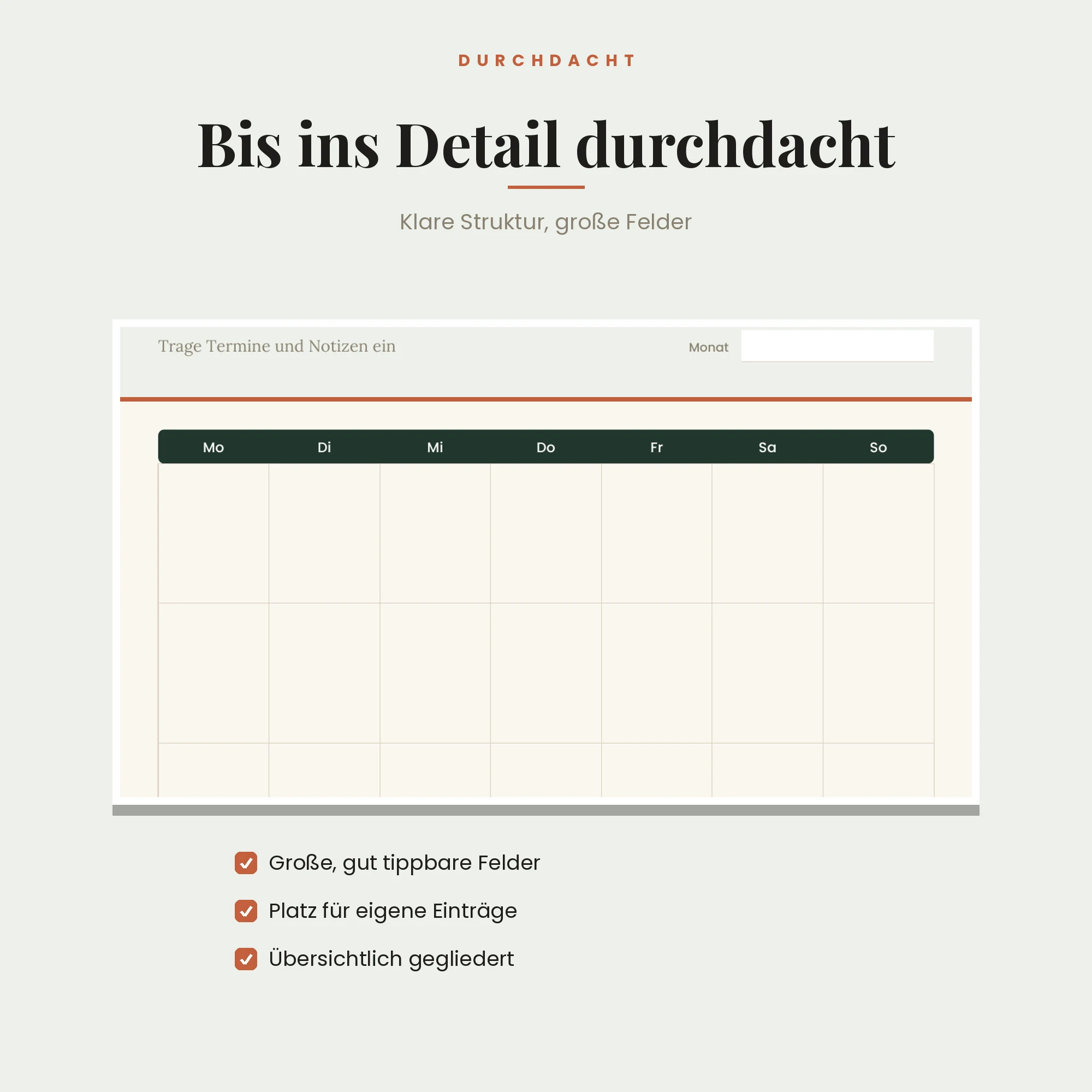 Monatsplaner – Detailansicht