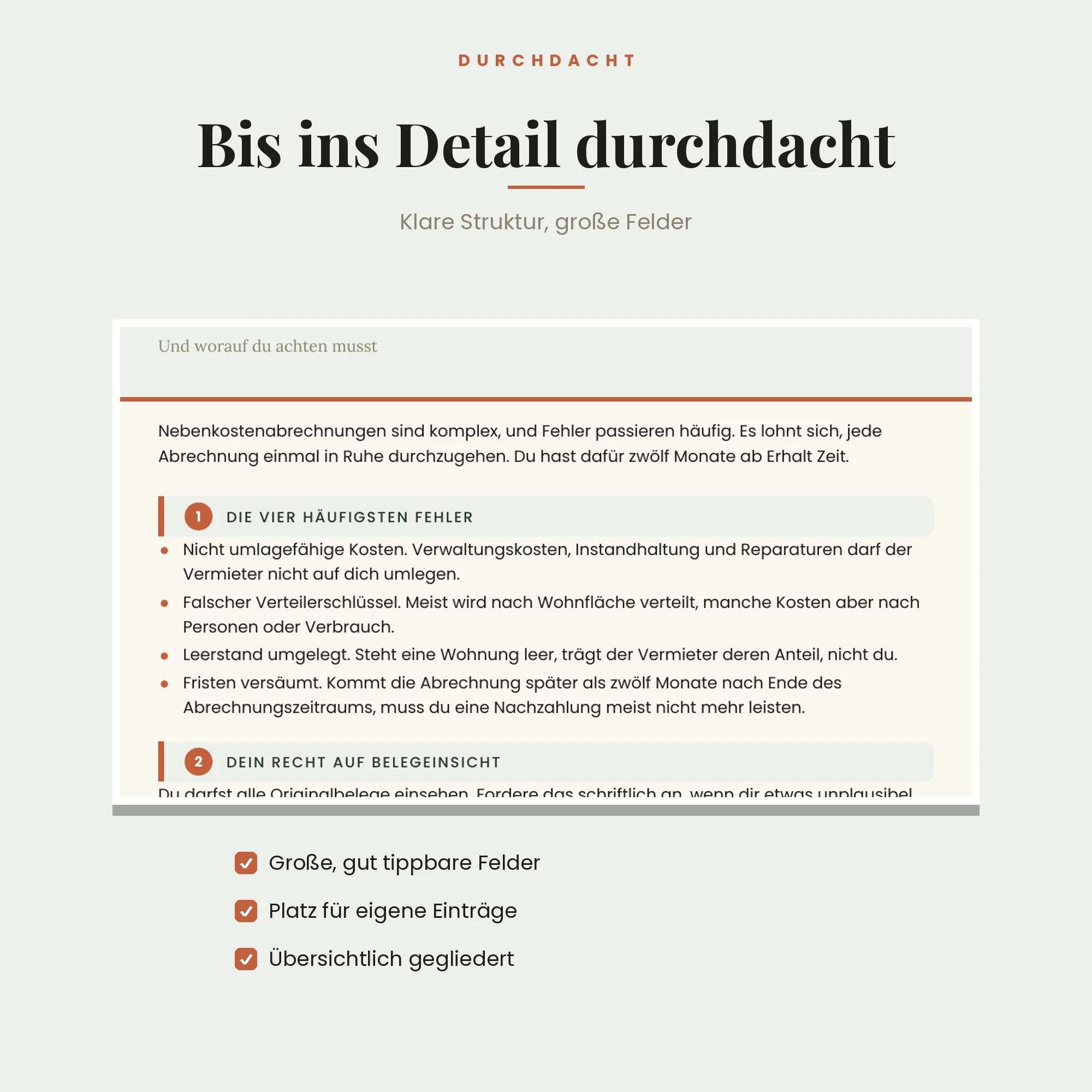 Nebenkosten prüfen für Mieter – Detailansicht