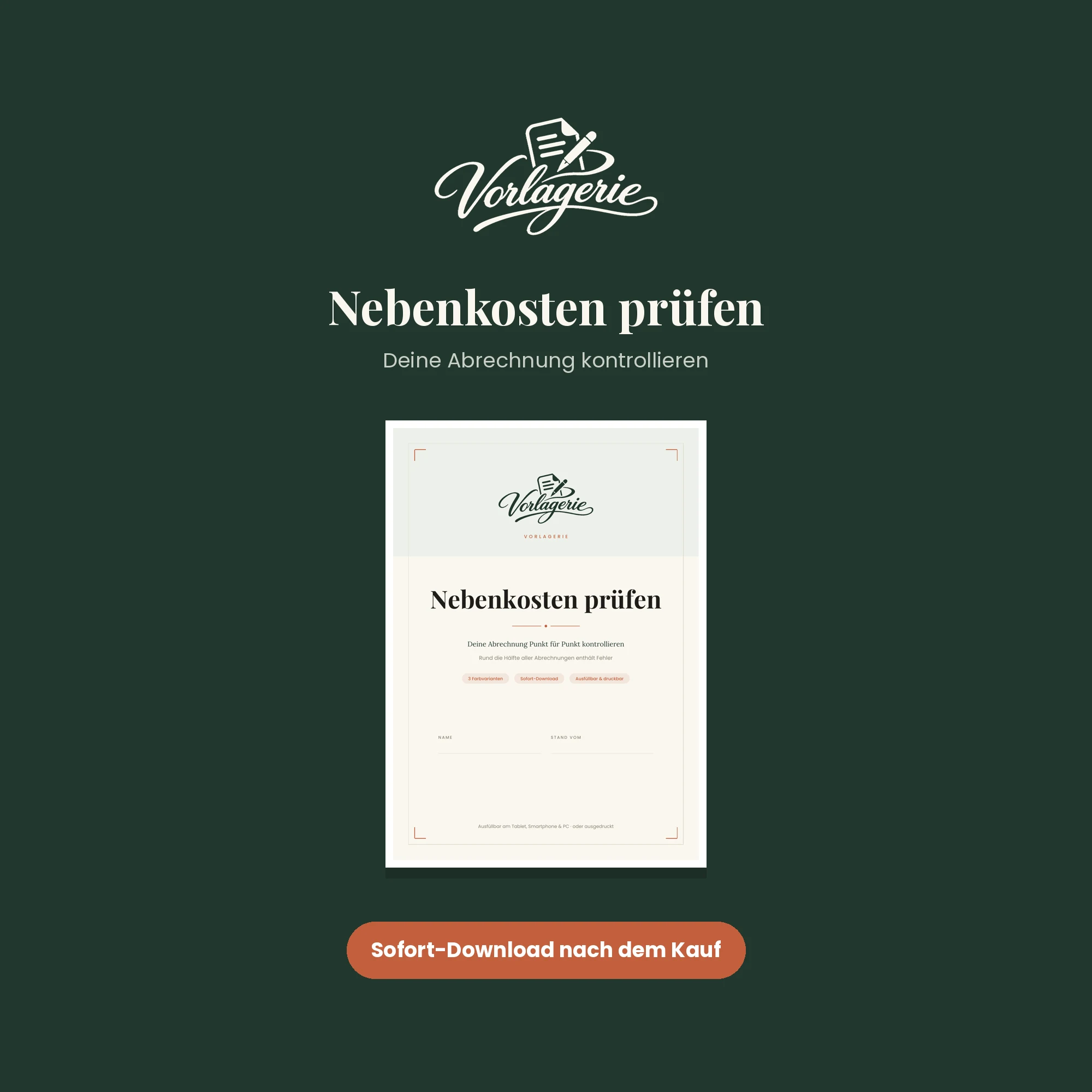 Nebenkosten prüfen für Mieter – Vorlagerie