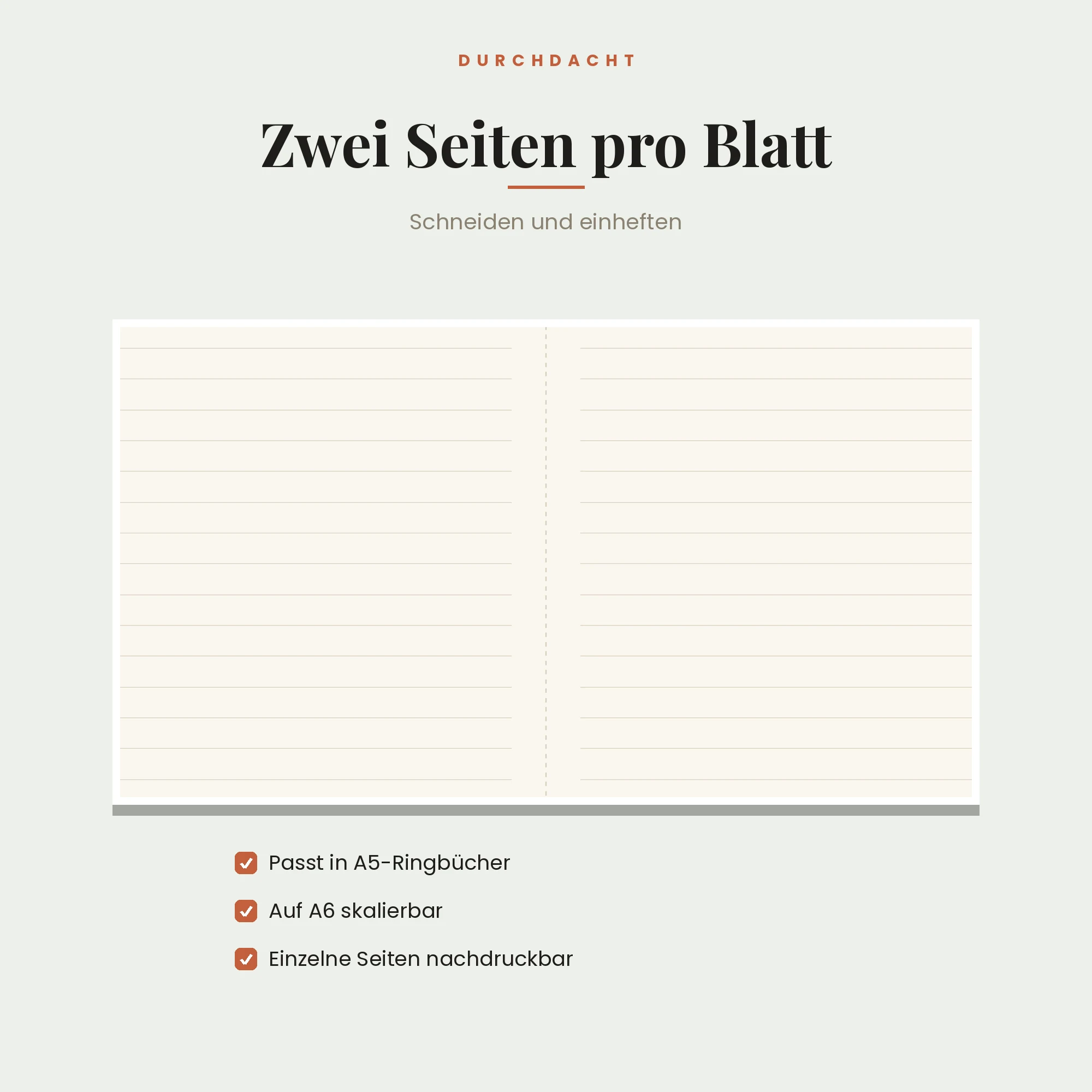 Notizbuch-Einlagen A5 – Detailansicht