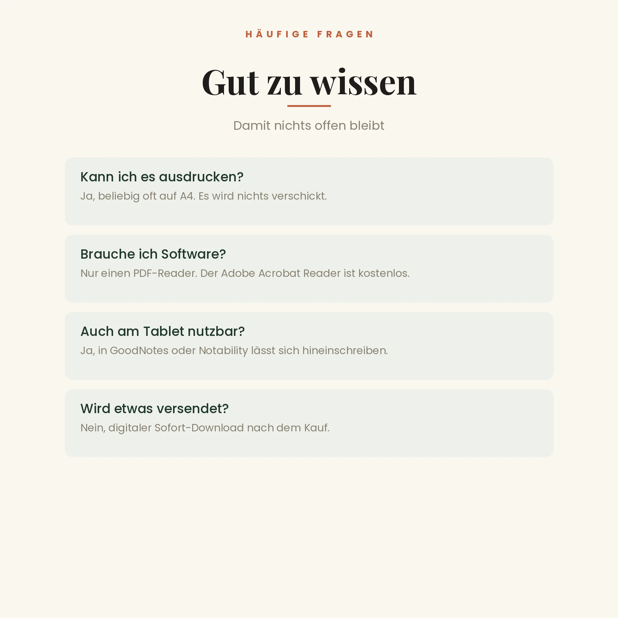 Notizbuch-Einlagen A5 – häufige Fragen