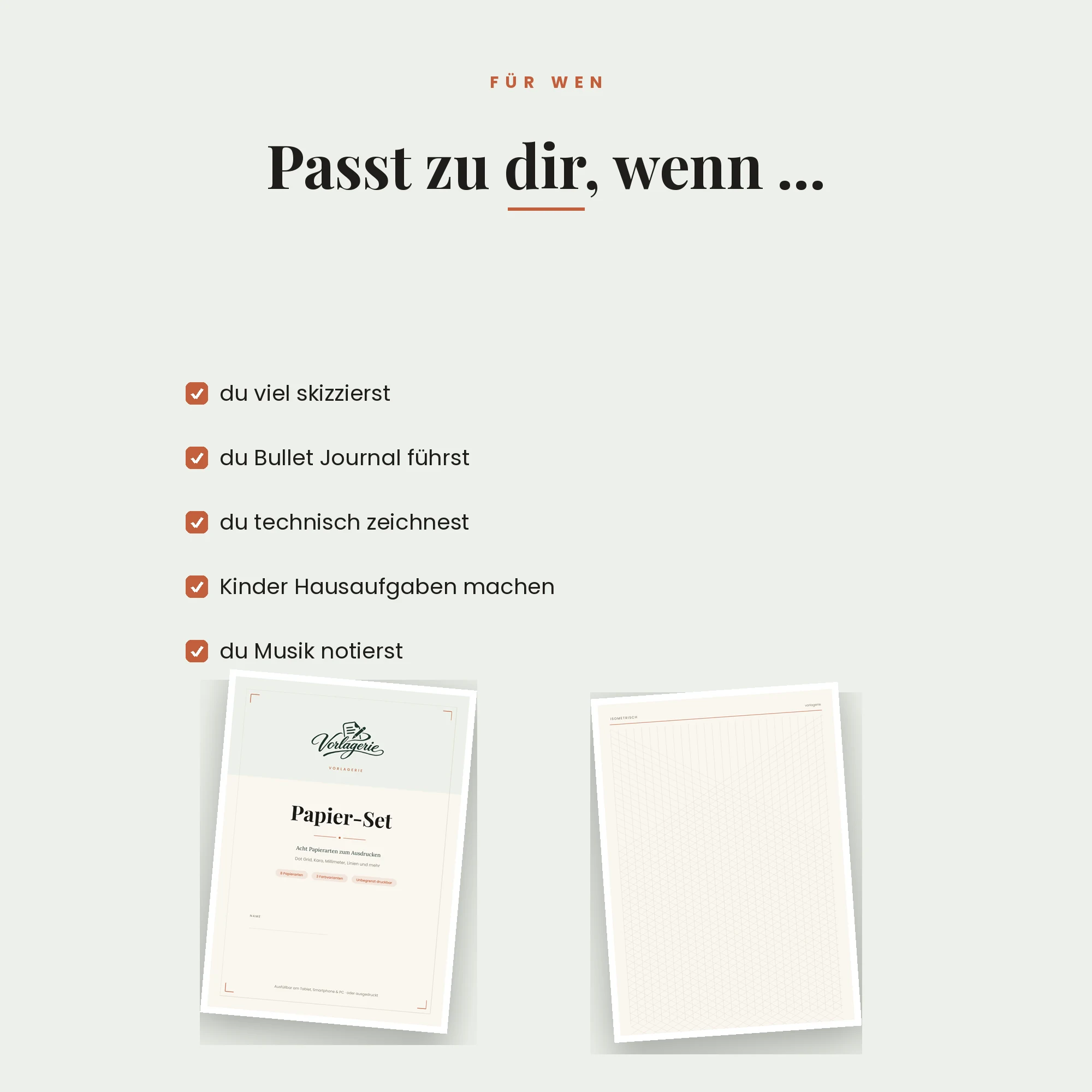 Papier-Set – für wen es passt