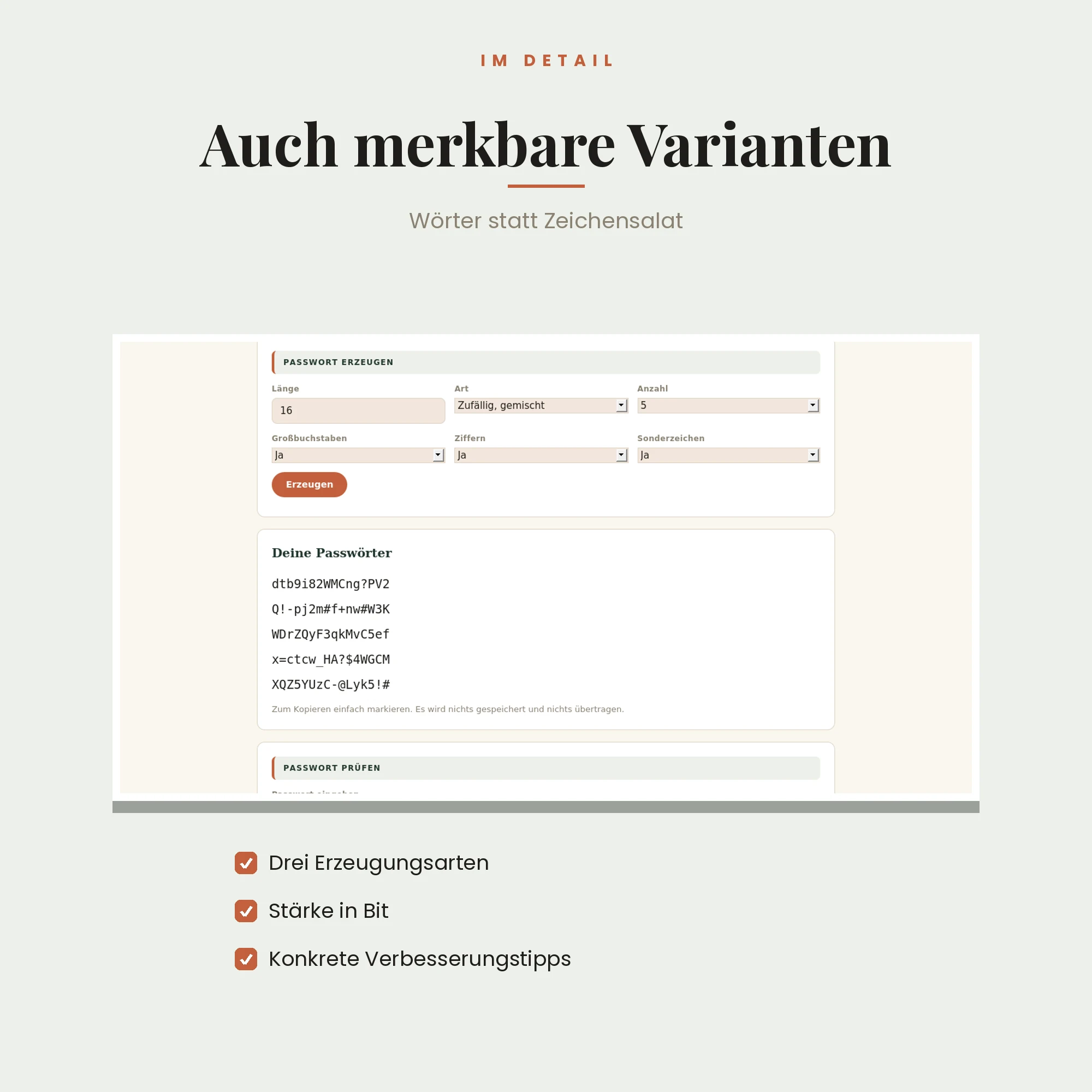 Passwort-Generator – Detailansicht