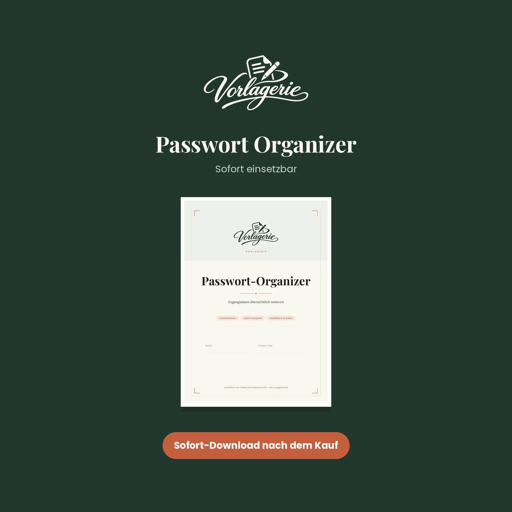 Passwort-Organizer – Vorlagerie