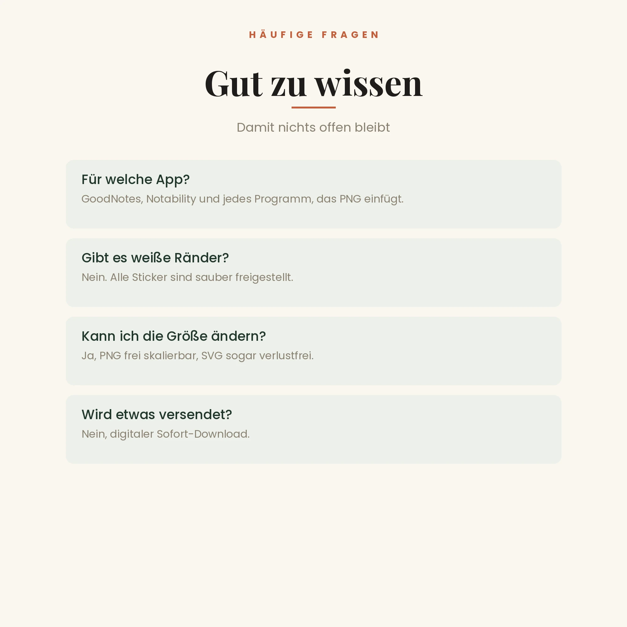 Planer-Sticker Megapack – häufige Fragen