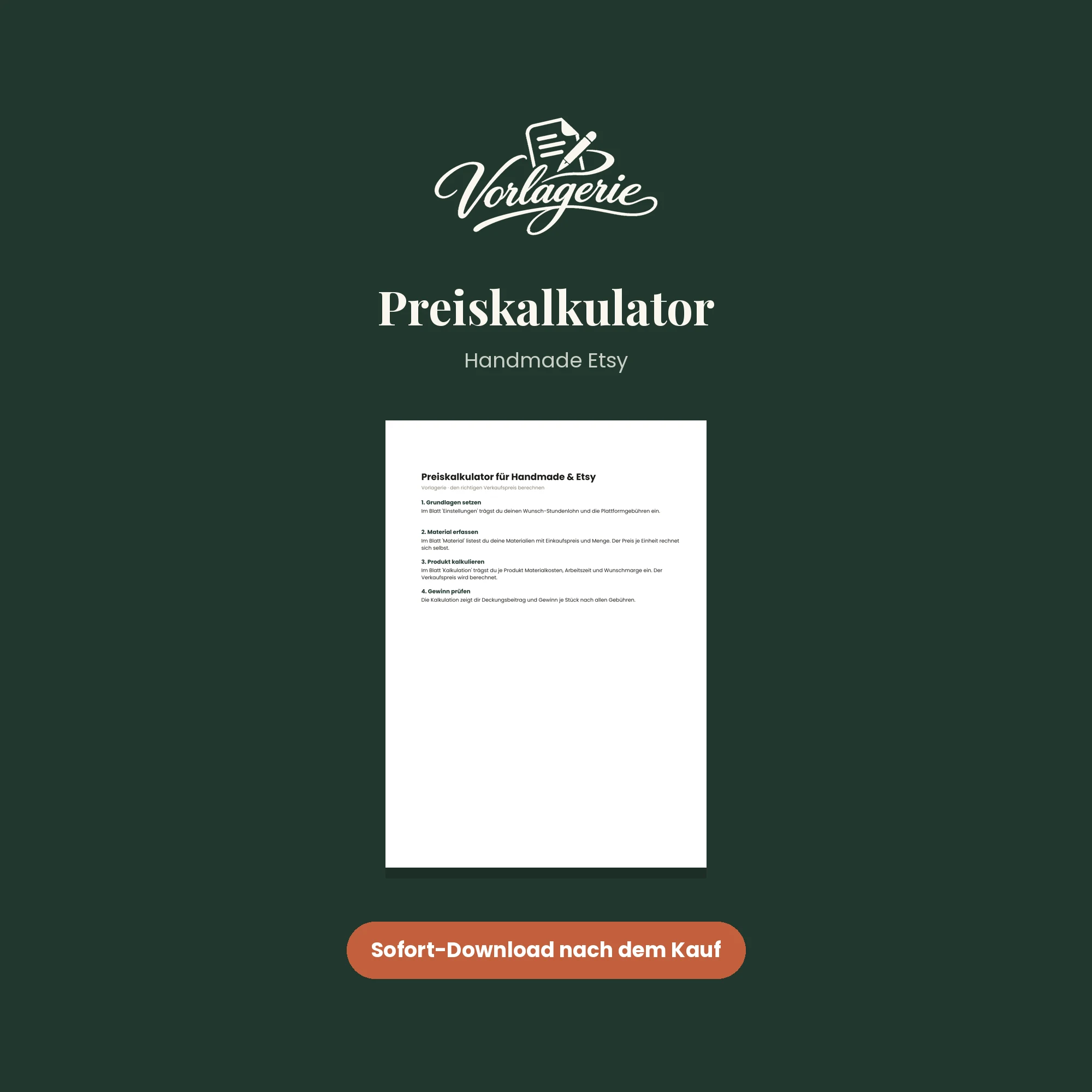Preiskalkulator für Handmade & Etsy – Vorlagerie