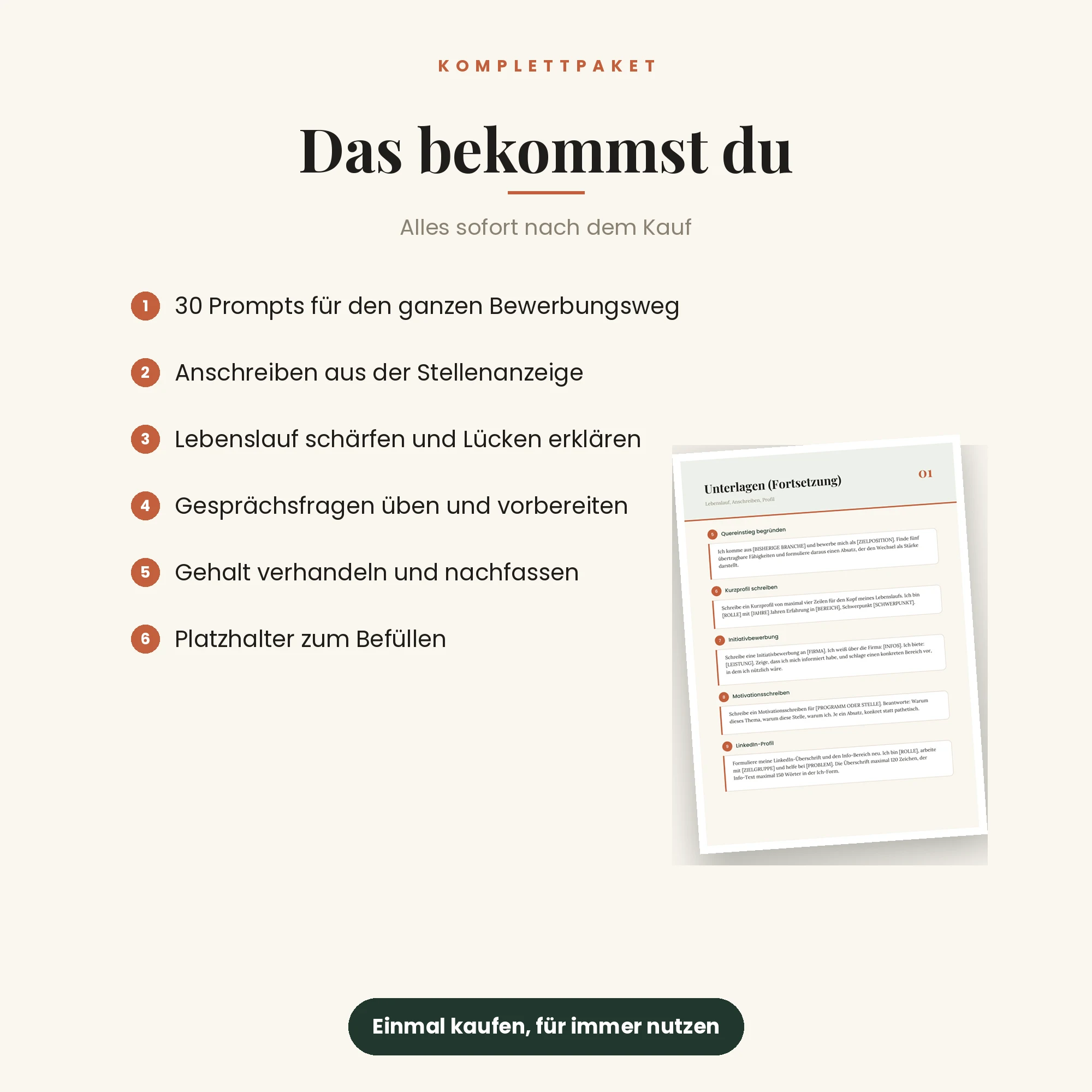 Prompt-Paket Bewerbung & Karriere – das ist enthalten
