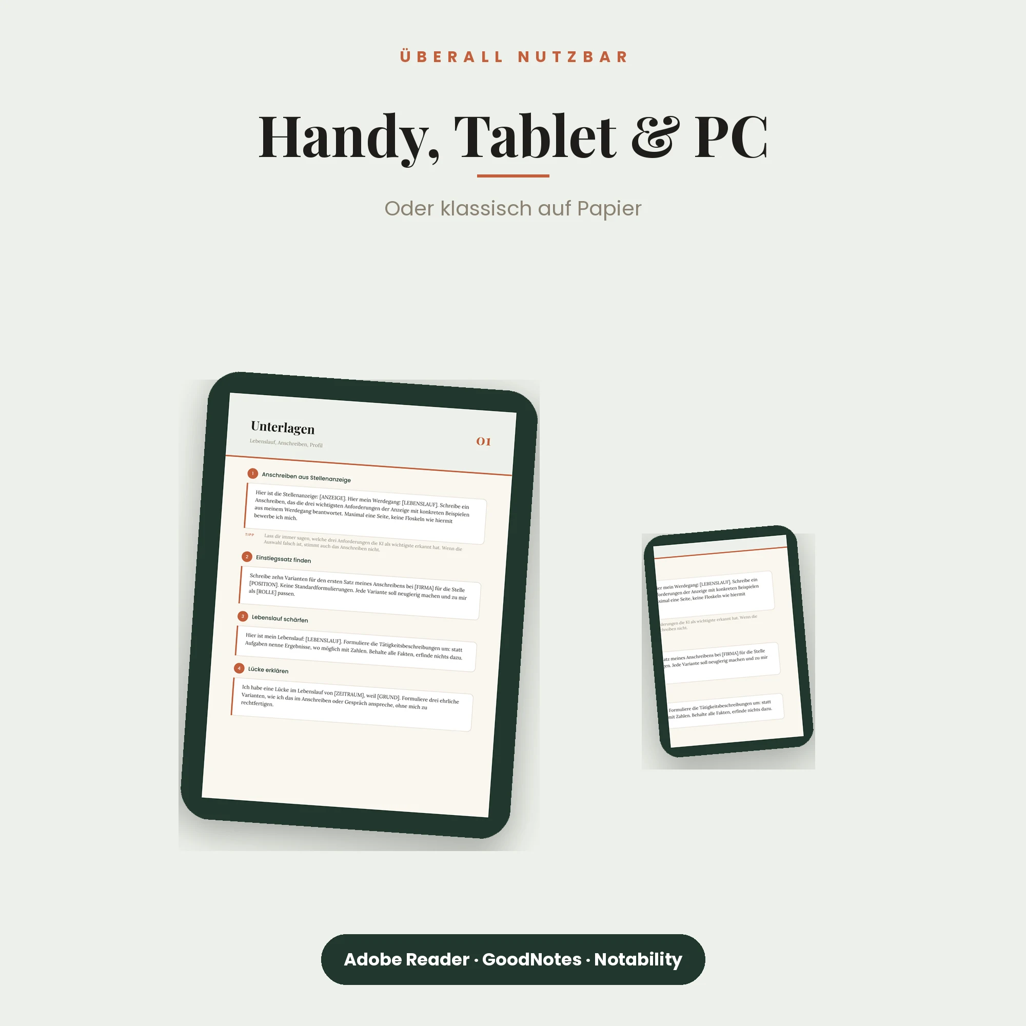 Prompt-Paket Bewerbung & Karriere – auf Smartphone, Tablet und PC