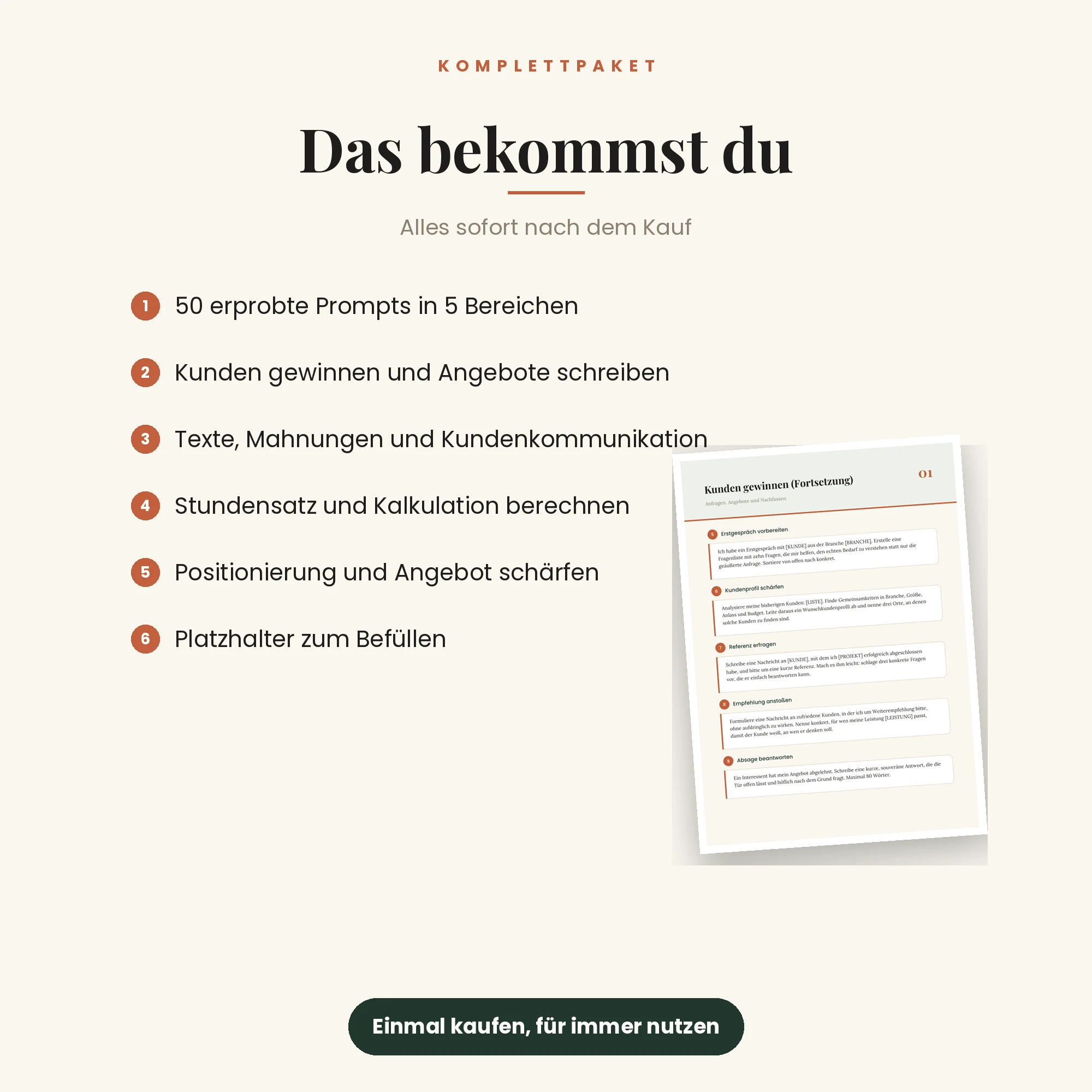 Prompt-Paket für Selbstständige – das ist enthalten