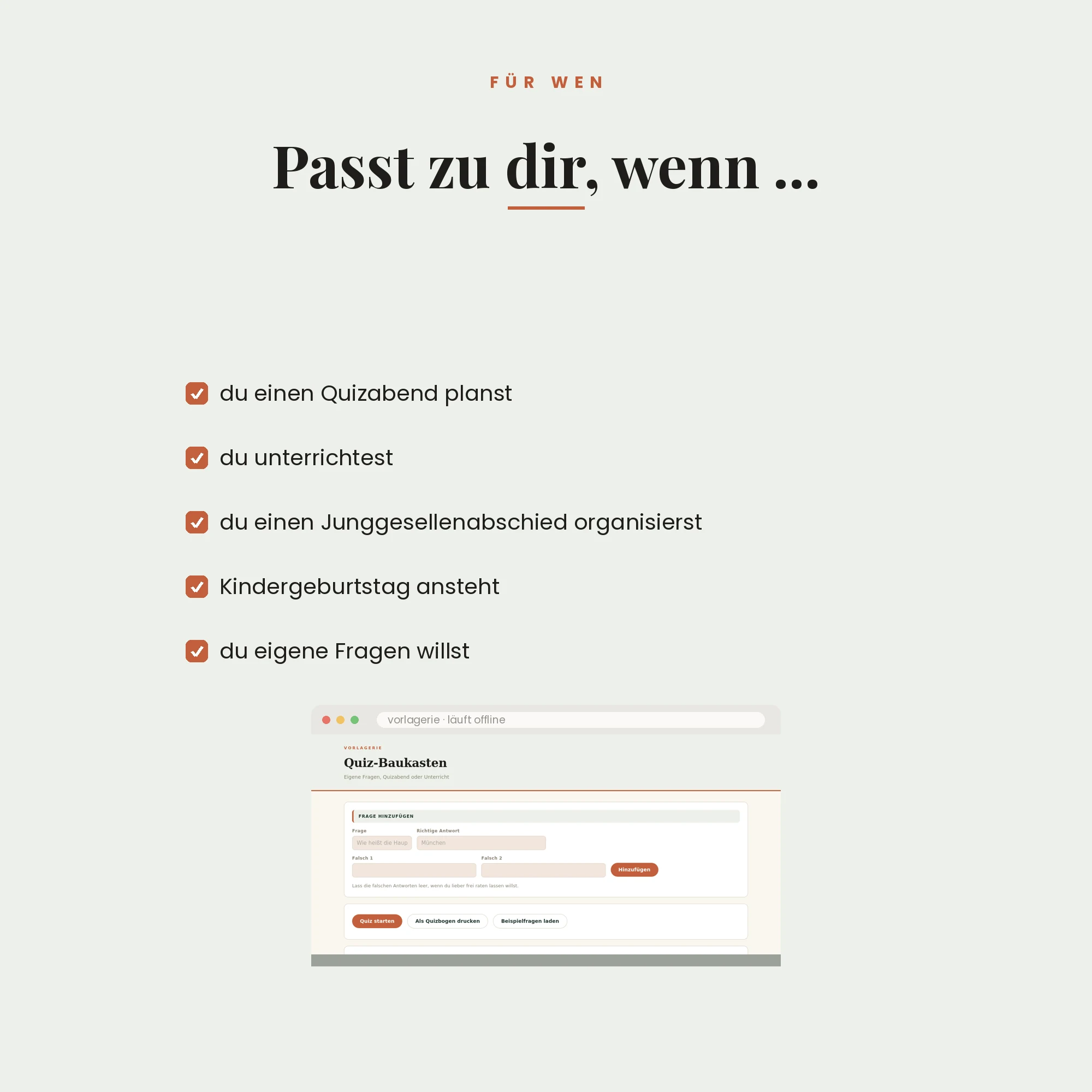 Quiz-Baukasten – für wen es passt