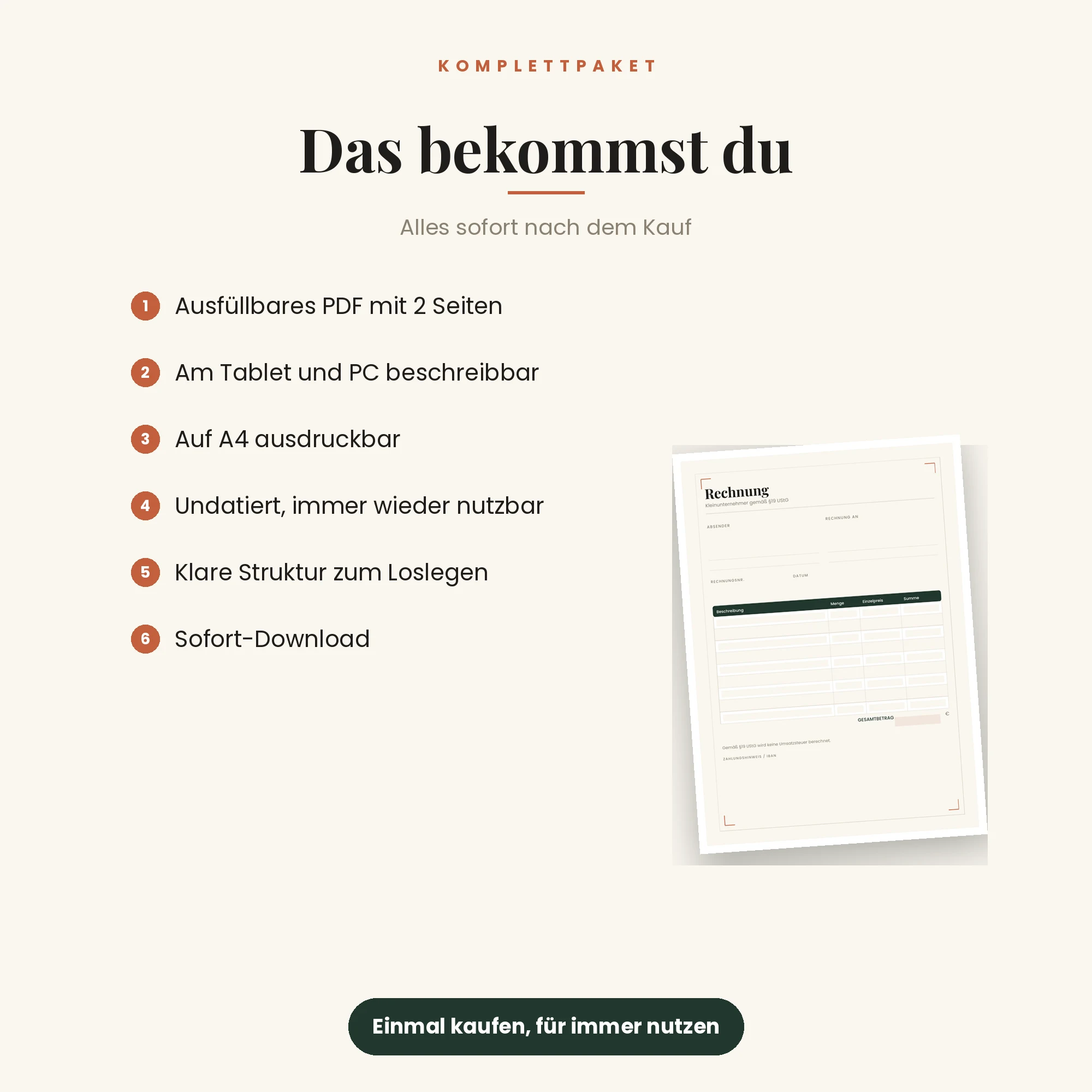 Rechnungsvorlage – das ist enthalten