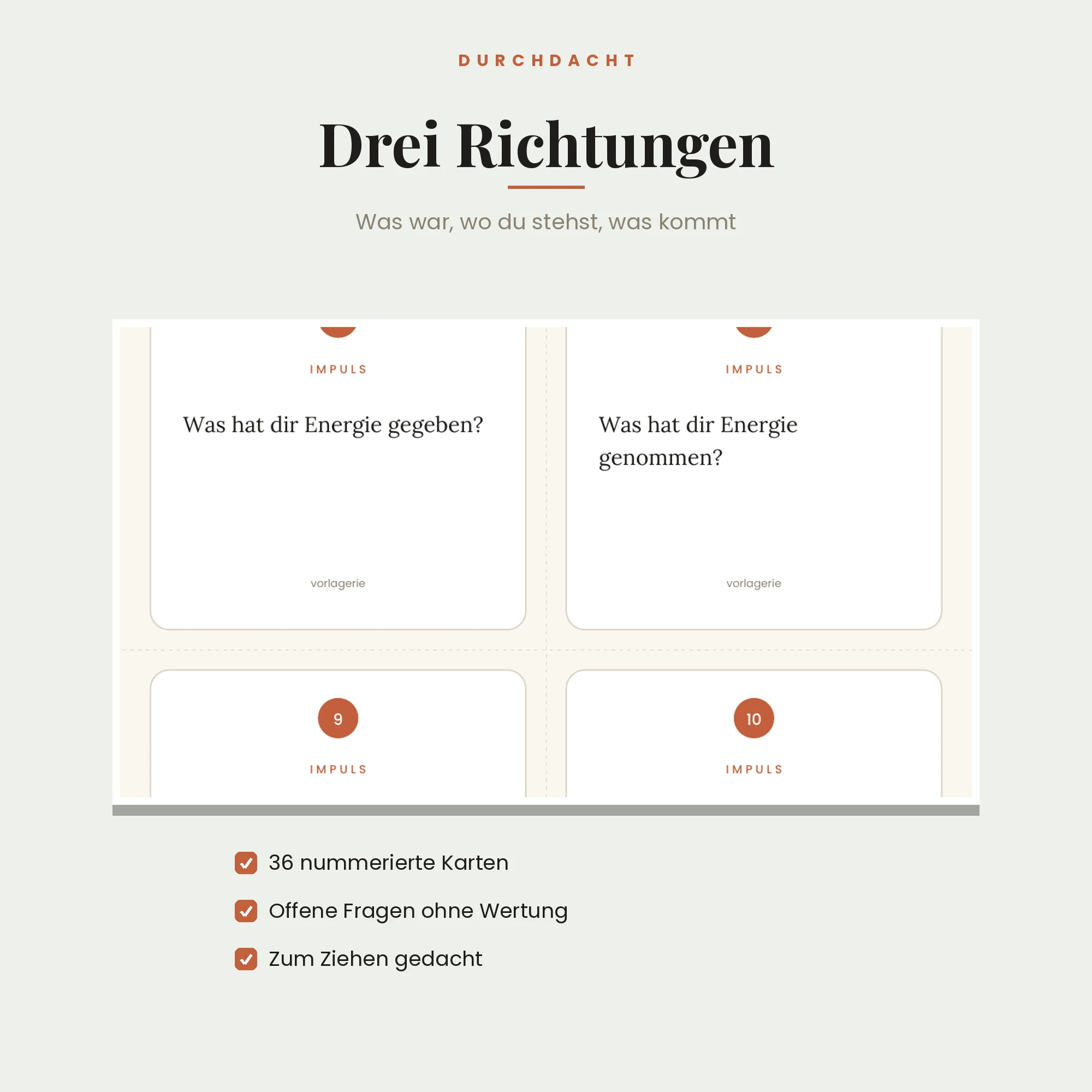 Reflexionskarten – Detailansicht