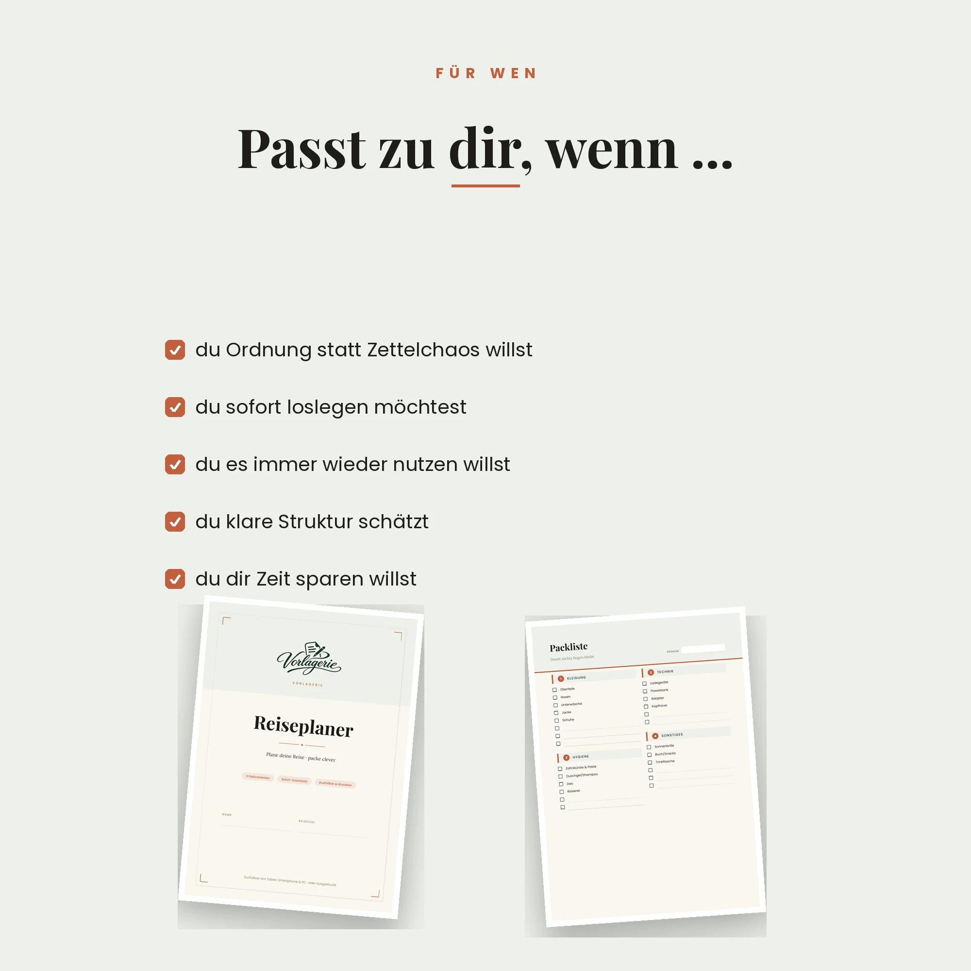 Reiseplaner – für wen die Vorlage passt