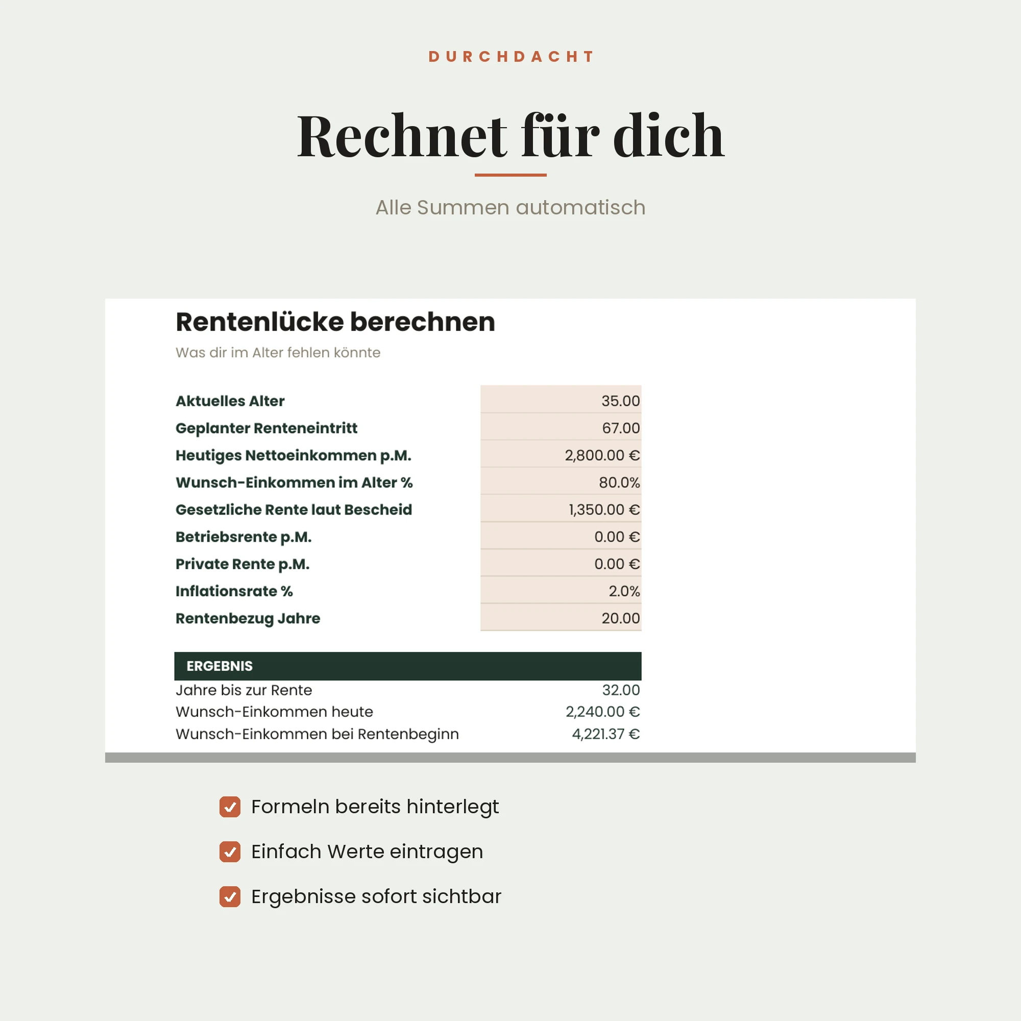 Rentenlücke & Altersvorsorge – Detailansicht