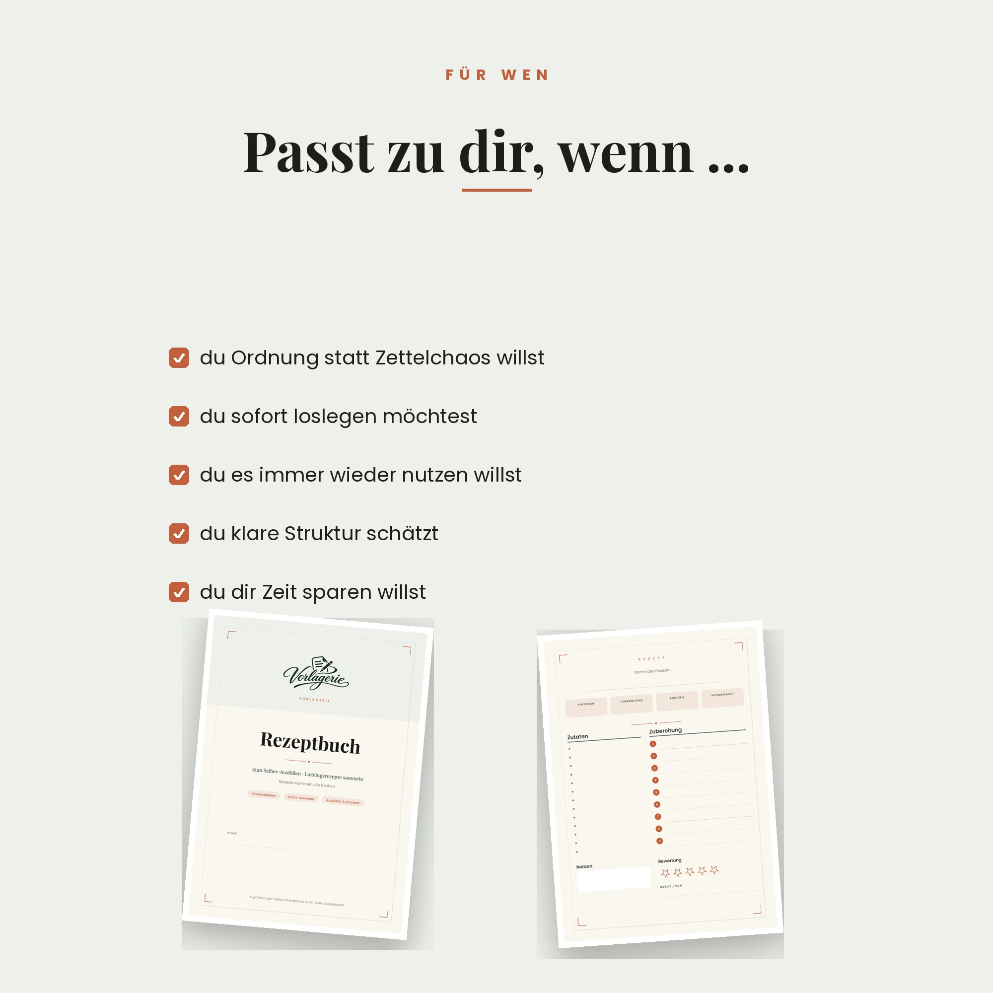 Rezeptbuch – für wen die Vorlage passt