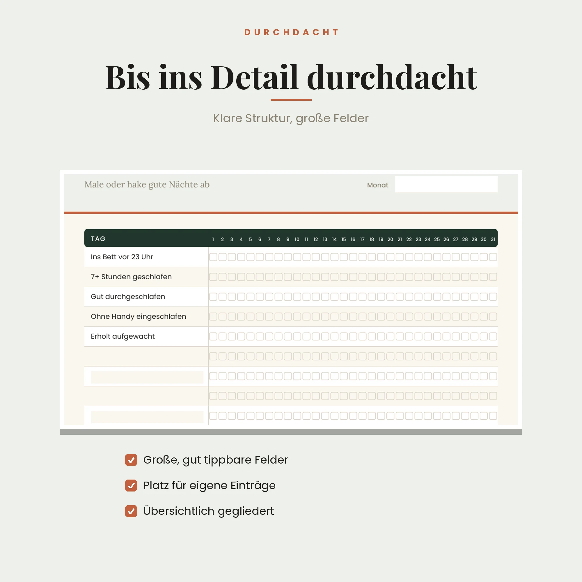 Schlaf-Tracker – Detailansicht