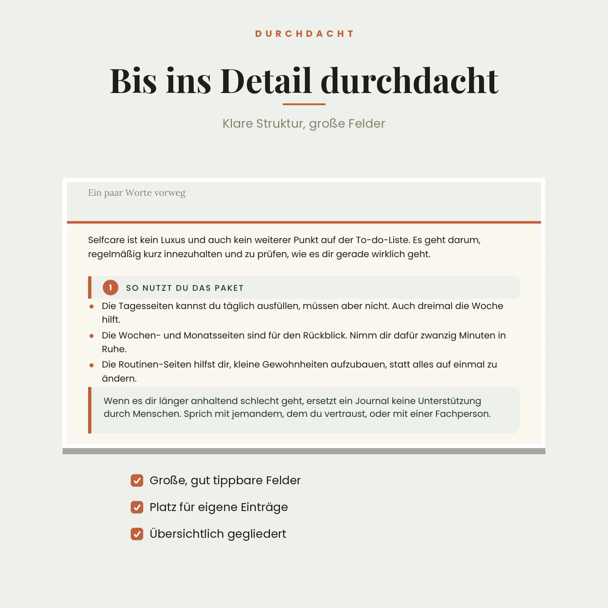 Selfcare-Journal Komplettpaket – Detailansicht