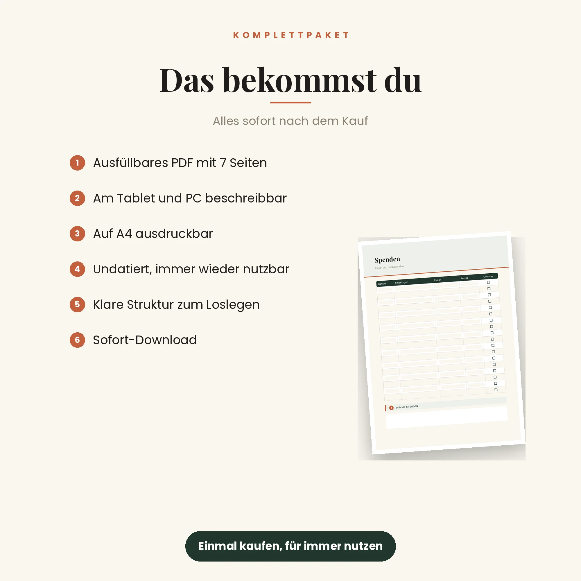 Spenden & Sonderausgaben – das ist enthalten