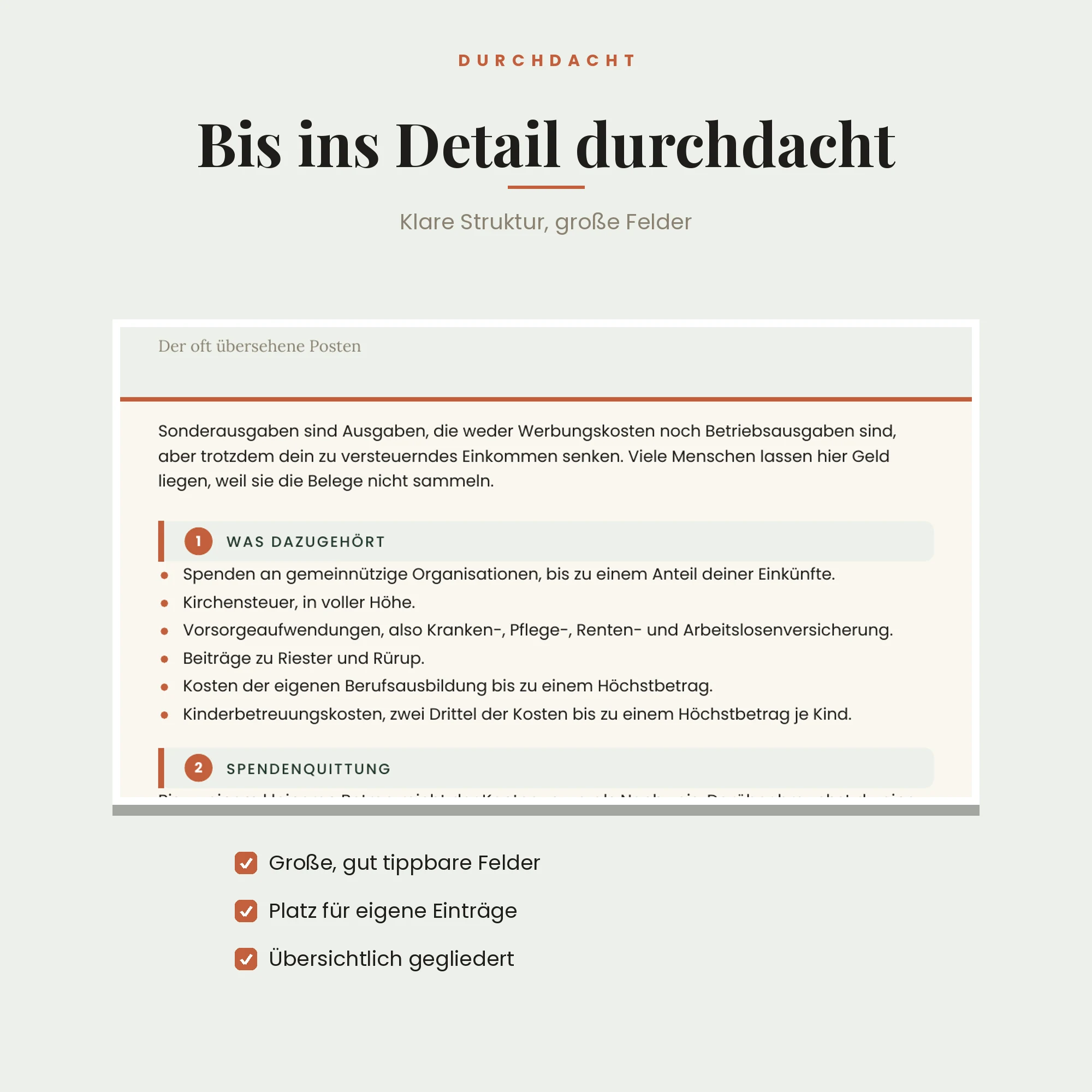 Spenden & Sonderausgaben – Detailansicht