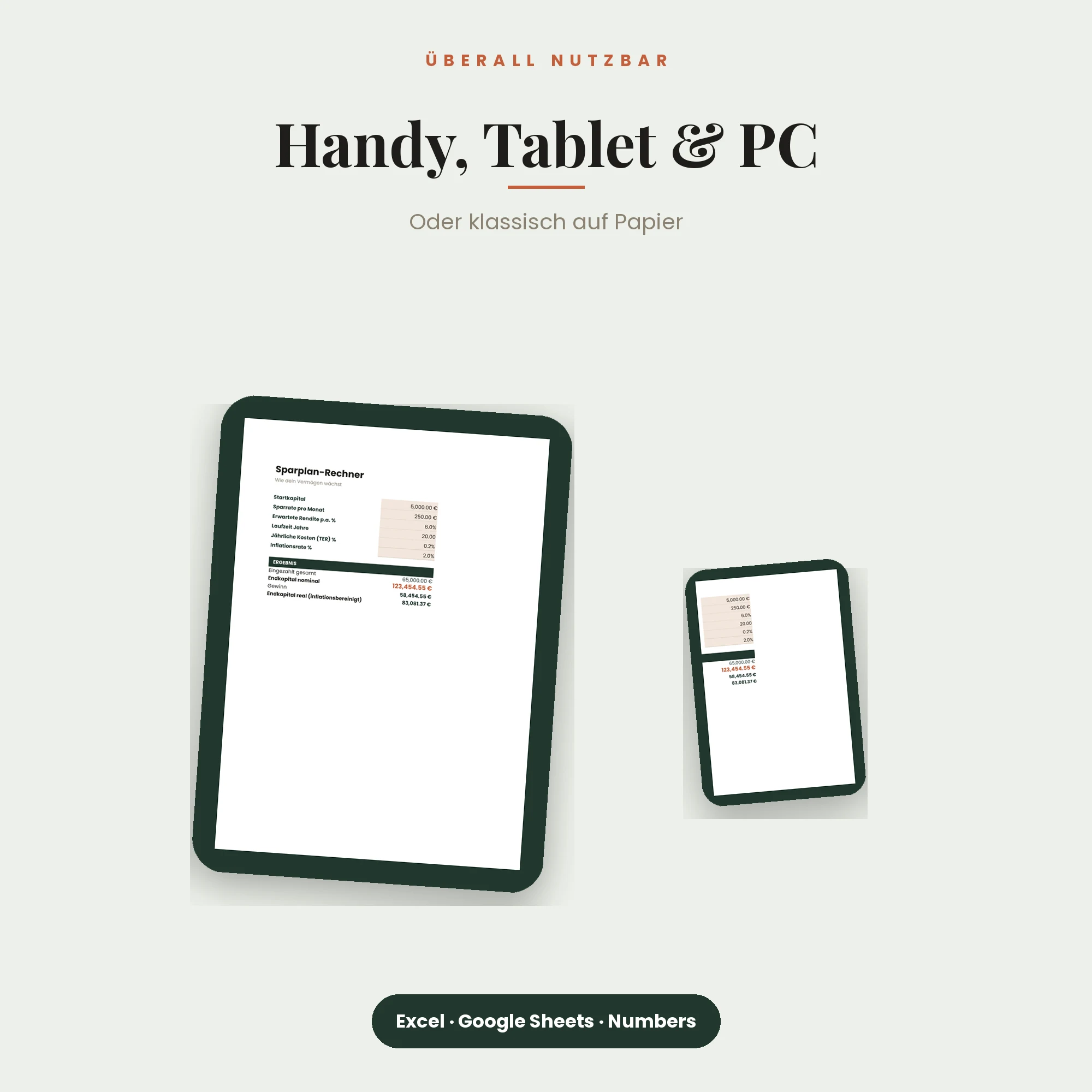Kapitalanlage & Sparplan-Rechner – auf Smartphone, Tablet und PC