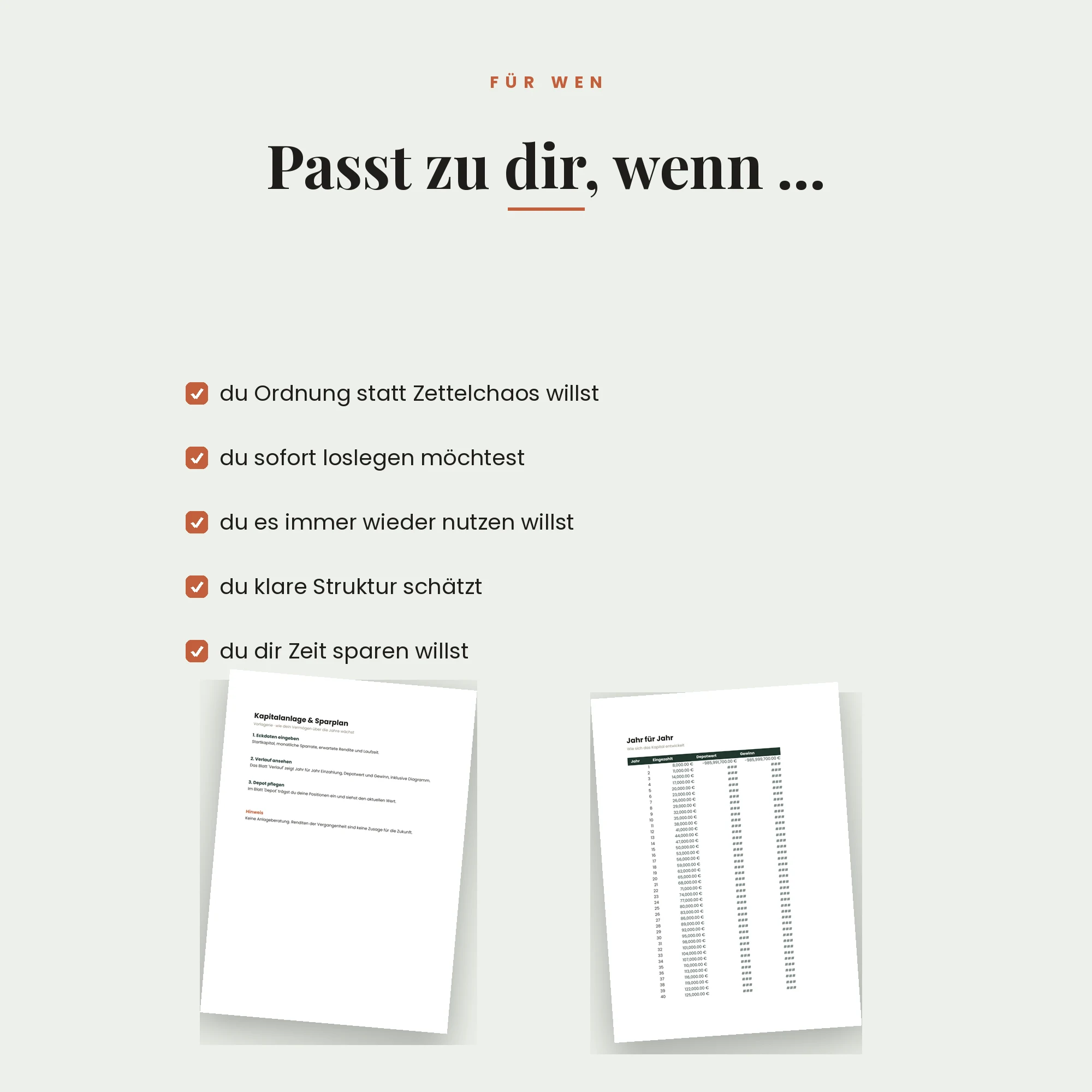 Kapitalanlage & Sparplan-Rechner – für wen die Vorlage passt